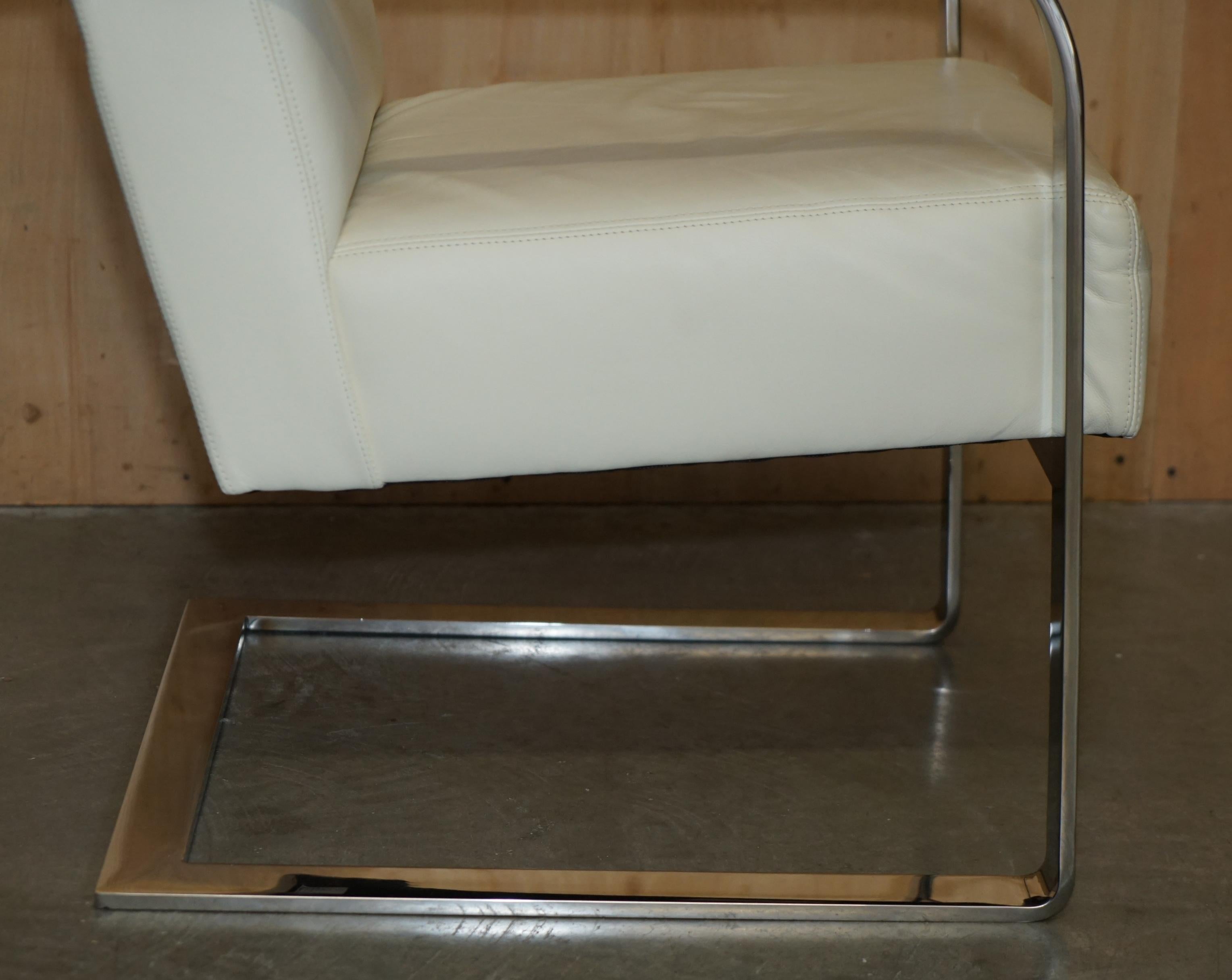 EX DiSPLAY RALPH LAUREN DESIGNER MODERN PENTHOUSE CHROME & LEATHER ARMCHAIR For Sale 3