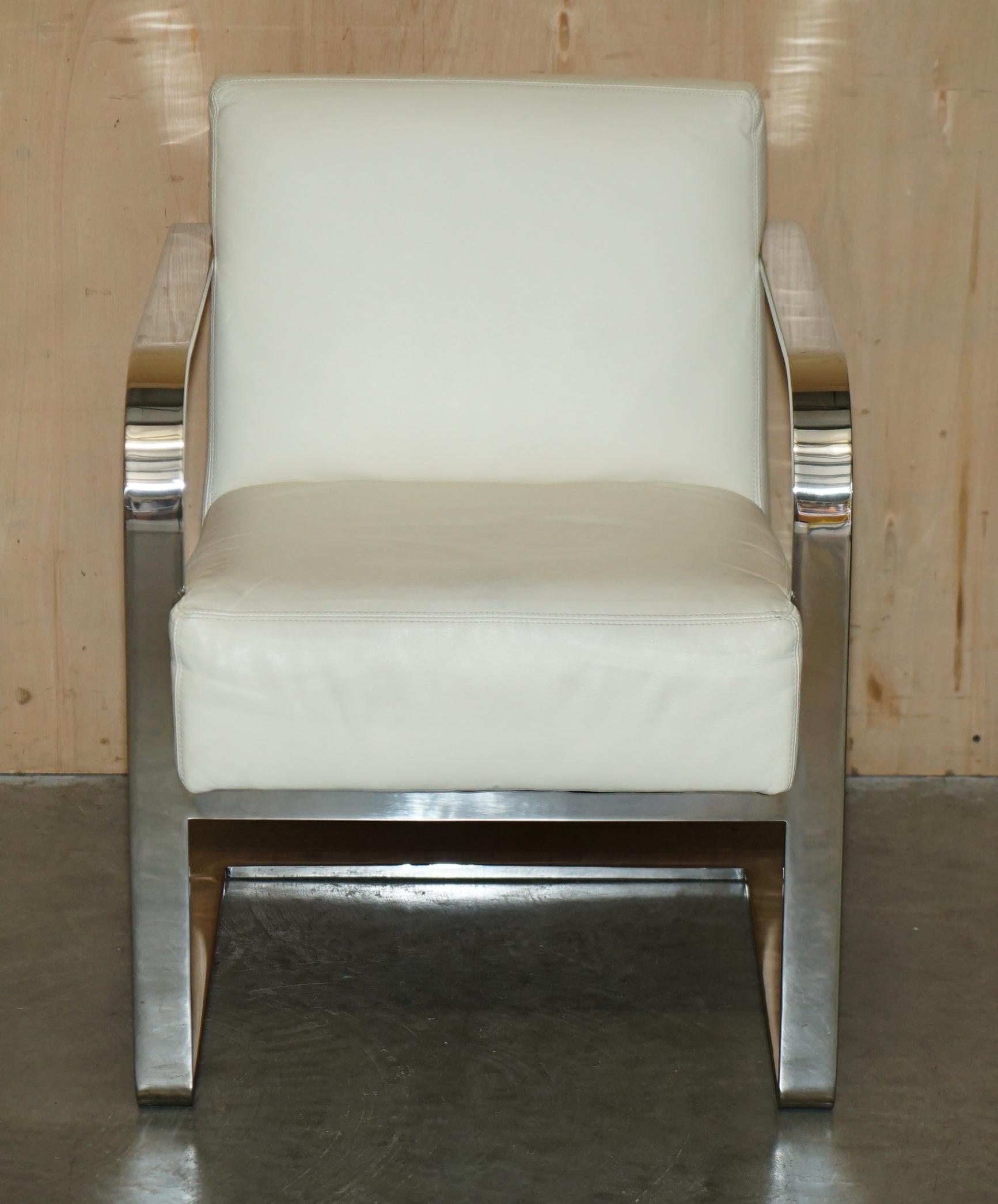 Art Deco EX DiSPLAY RALPH LAUREN DESIGNER MODERN PENTHOUSE CHROME & LEATHER ARMCHAIR For Sale