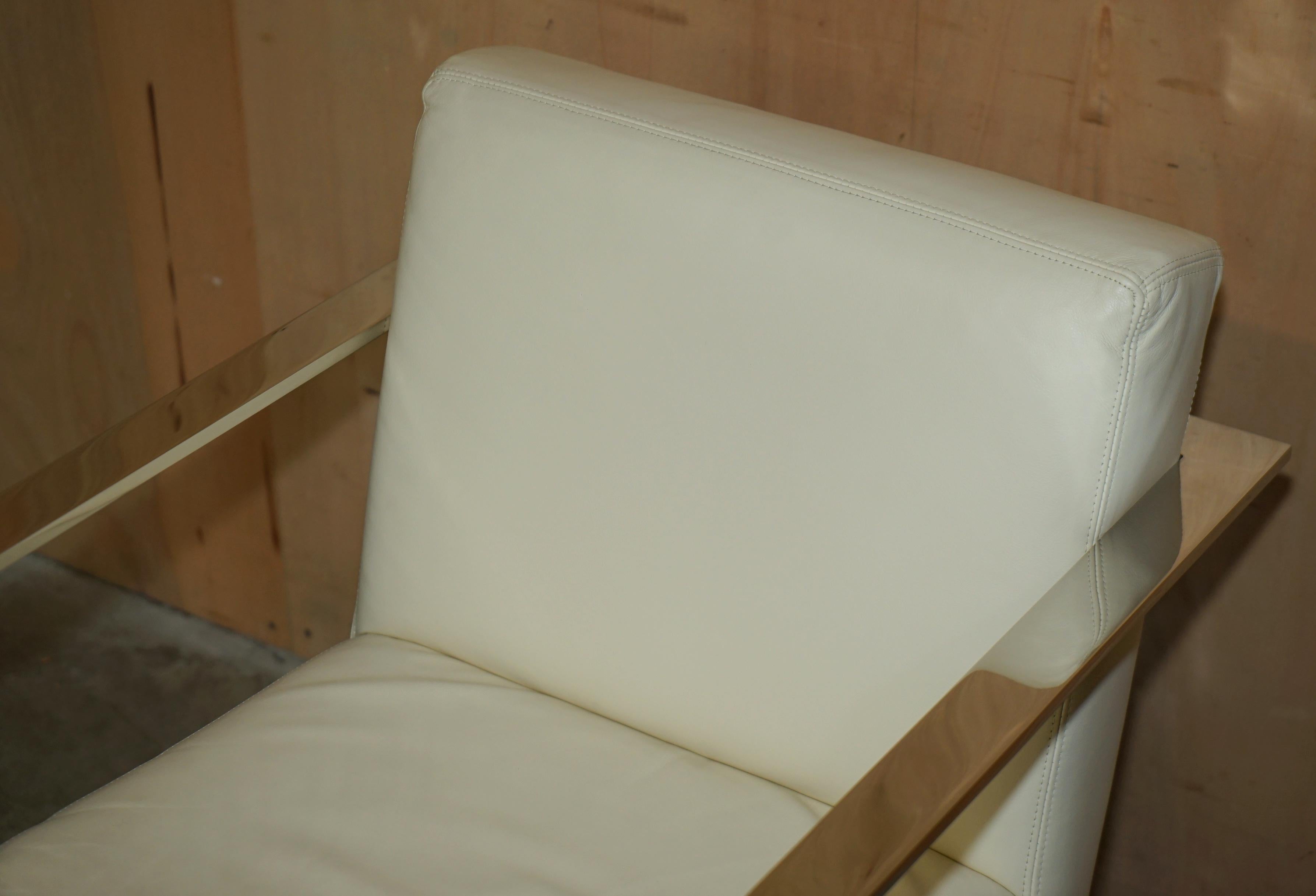 American EX DiSPLAY RALPH LAUREN DESIGNER MODERN PENTHOUSE CHROME & LEATHER ARMCHAIR For Sale