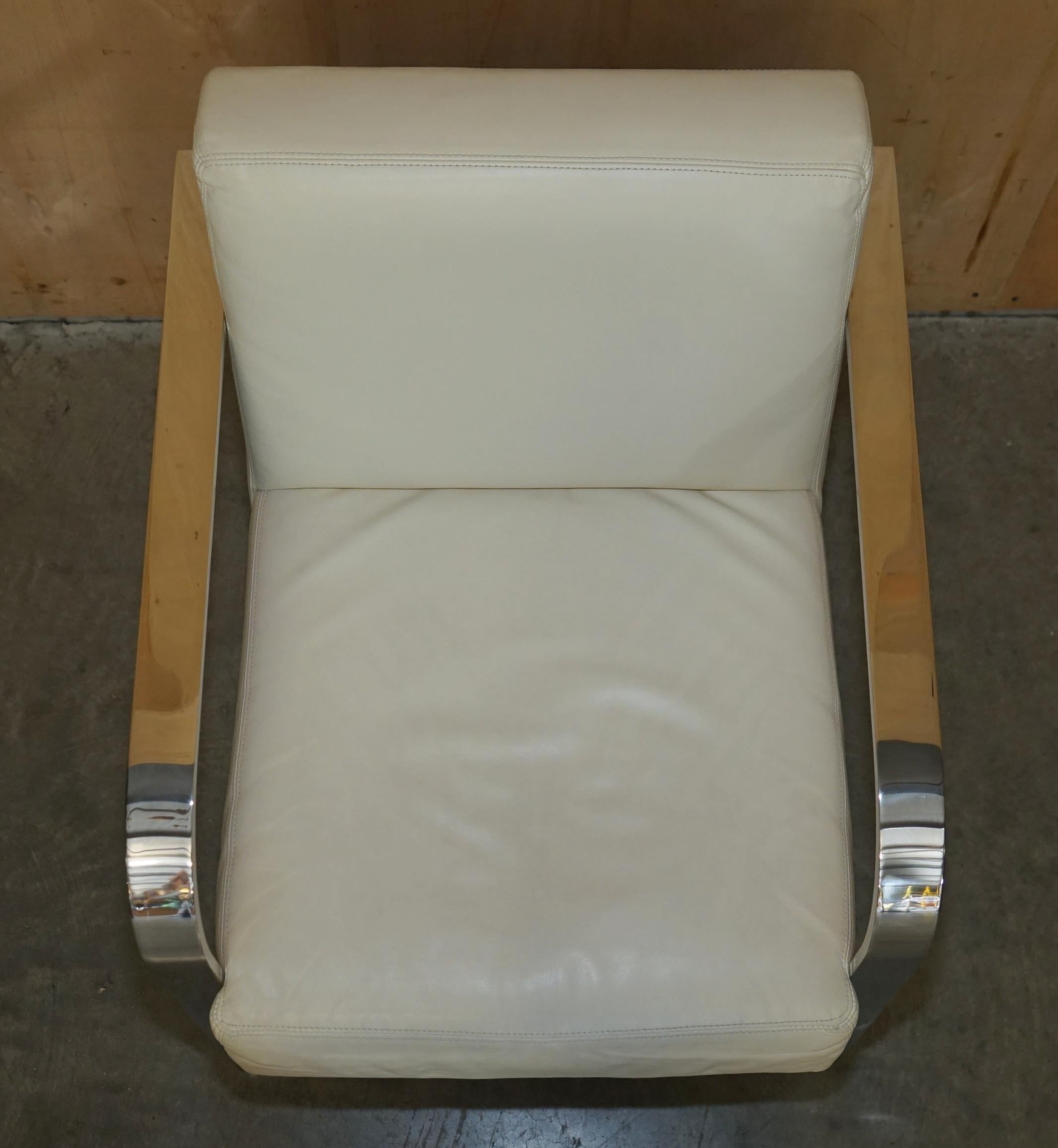 Hand-Crafted EX DiSPLAY RALPH LAUREN DESIGNER MODERN PENTHOUSE CHROME & LEATHER ARMCHAIR For Sale