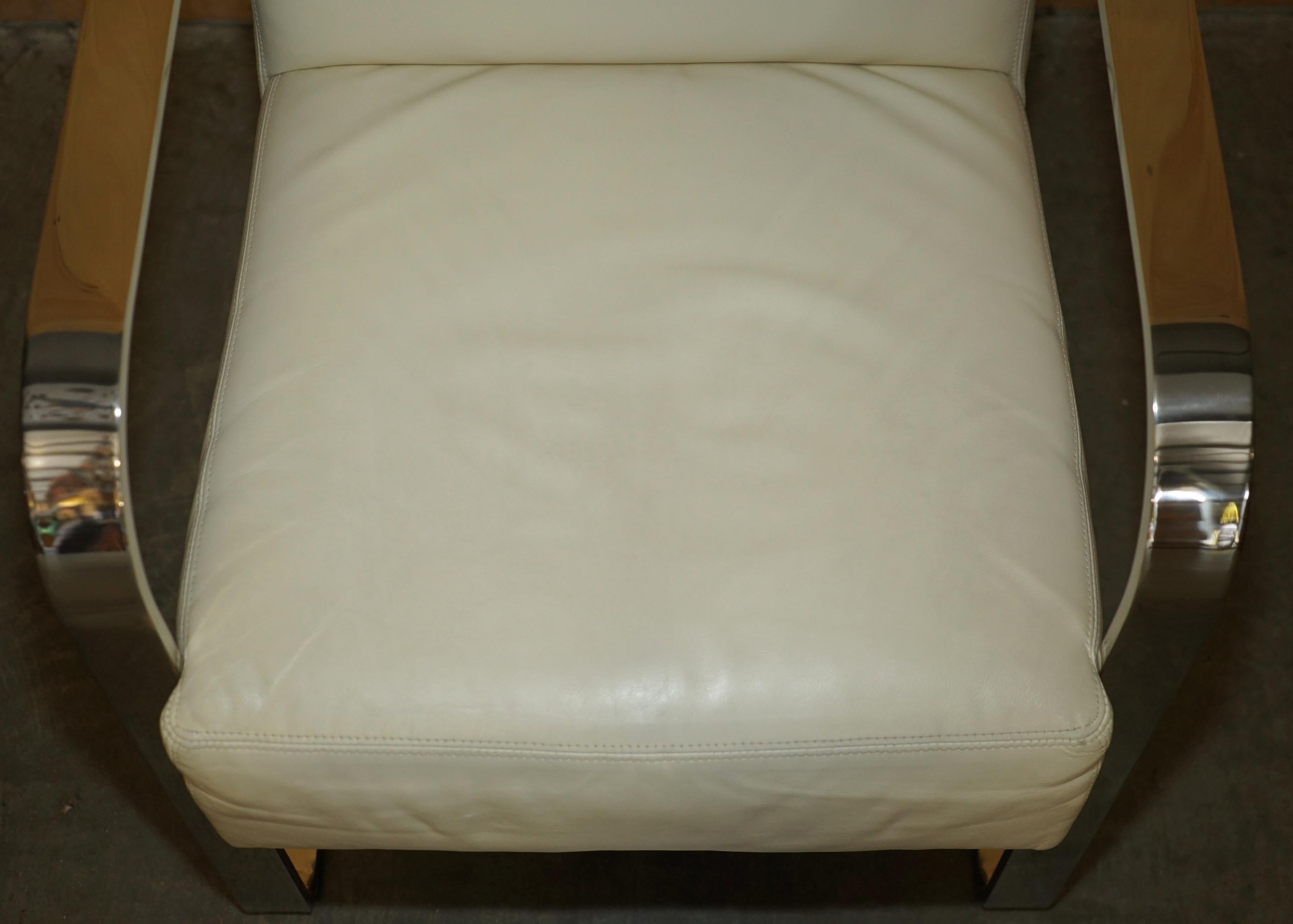 EX DiSPLAY RALPH LAUREN DESIGNER MODERN PENTHOUSE CHROME & LEATHER ARMCHAIR In Good Condition For Sale In West Sussex, Pulborough