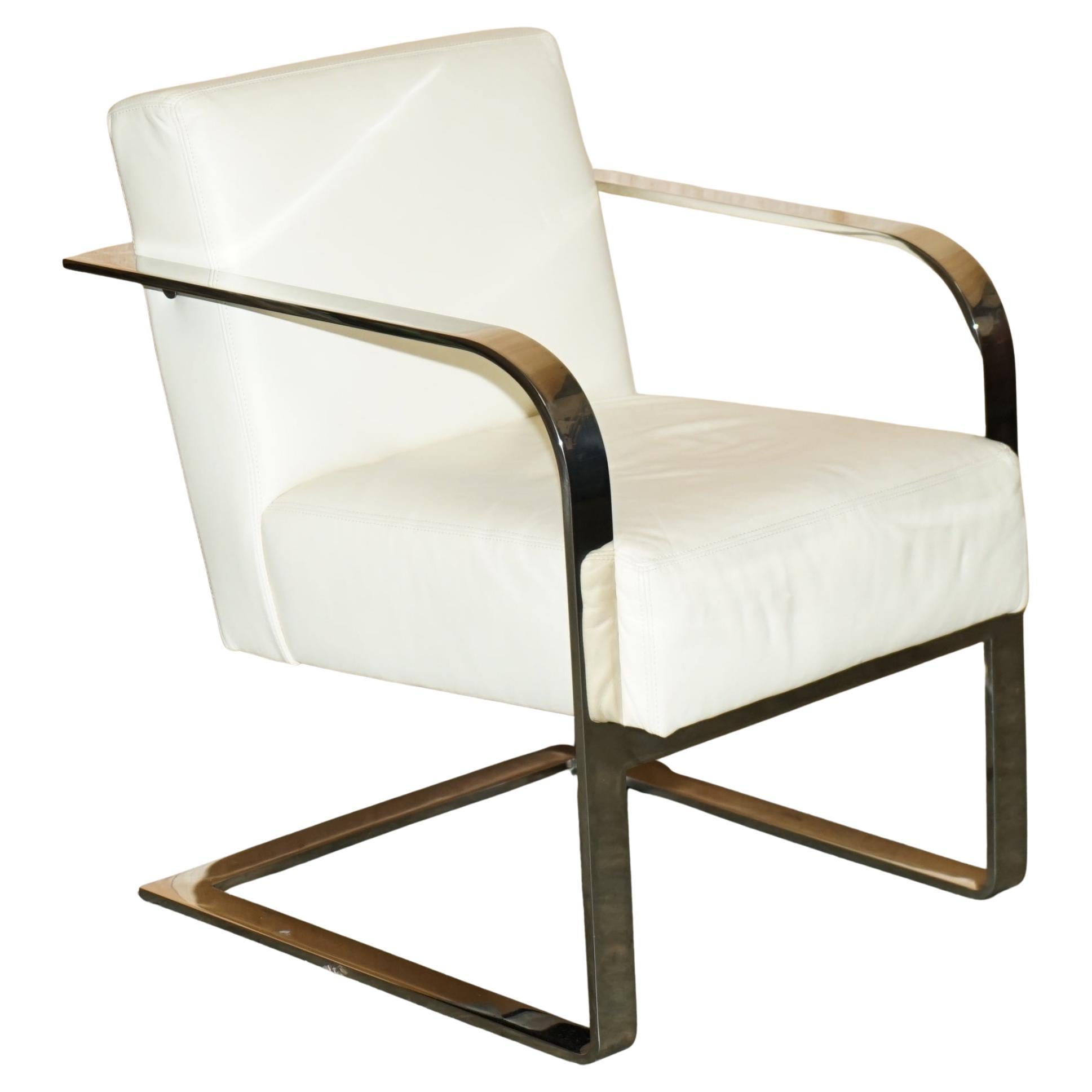 EX DiSPLAY RALPH LAUREN DESIGNER MODERN PENTHOUSE CHROME & LEATHER ARMCHAIR