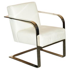 FAUTEUIL EX DiSPLAY RALPH LAUREN DESIGNER MODERN PENTHOUSE CHROME & LEATHER ARMCHAIR