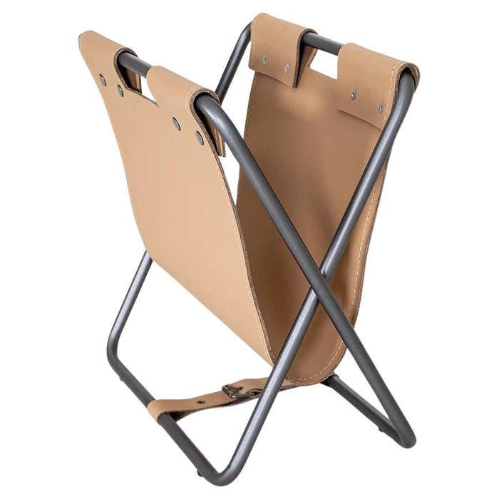 Graphite Metallic and Leather Magazine Rack - Ex Collection For Sale at ...