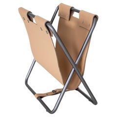 Graphite Metallic and Leather Magazine Rack - Ex Collection