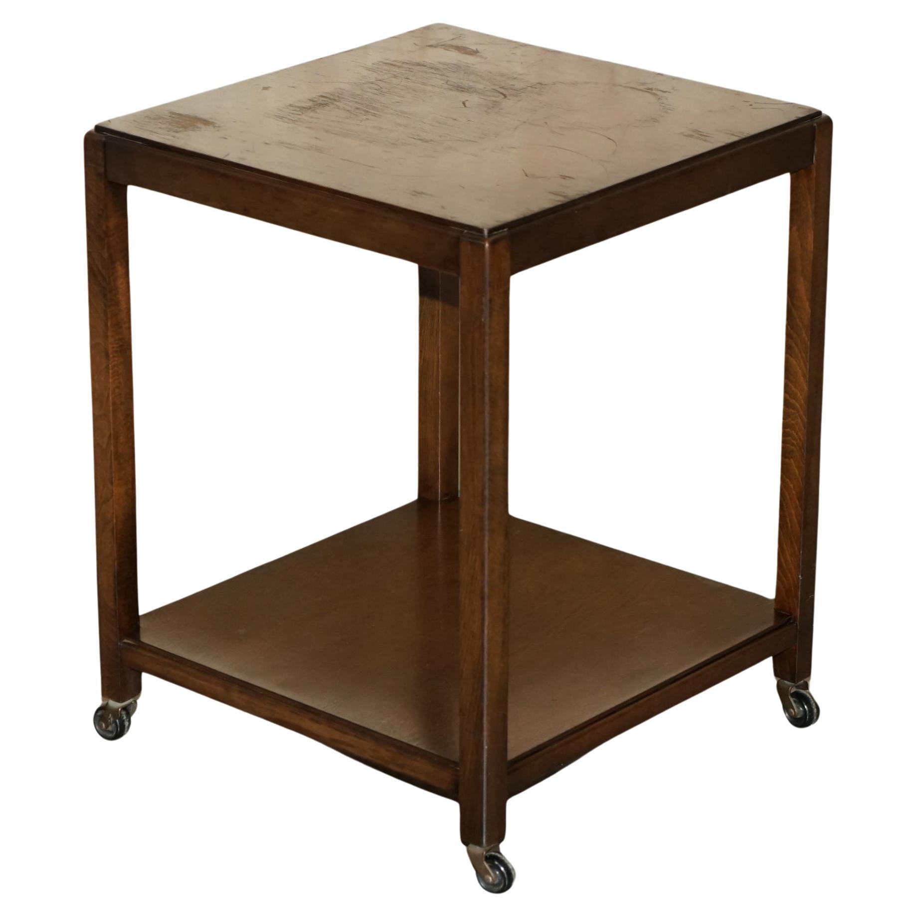 EX MOD CIRCA 1950 MID CENTURY MODERN ANGLAIS BEECH SiDE END LAMP WINE TABLE en vente