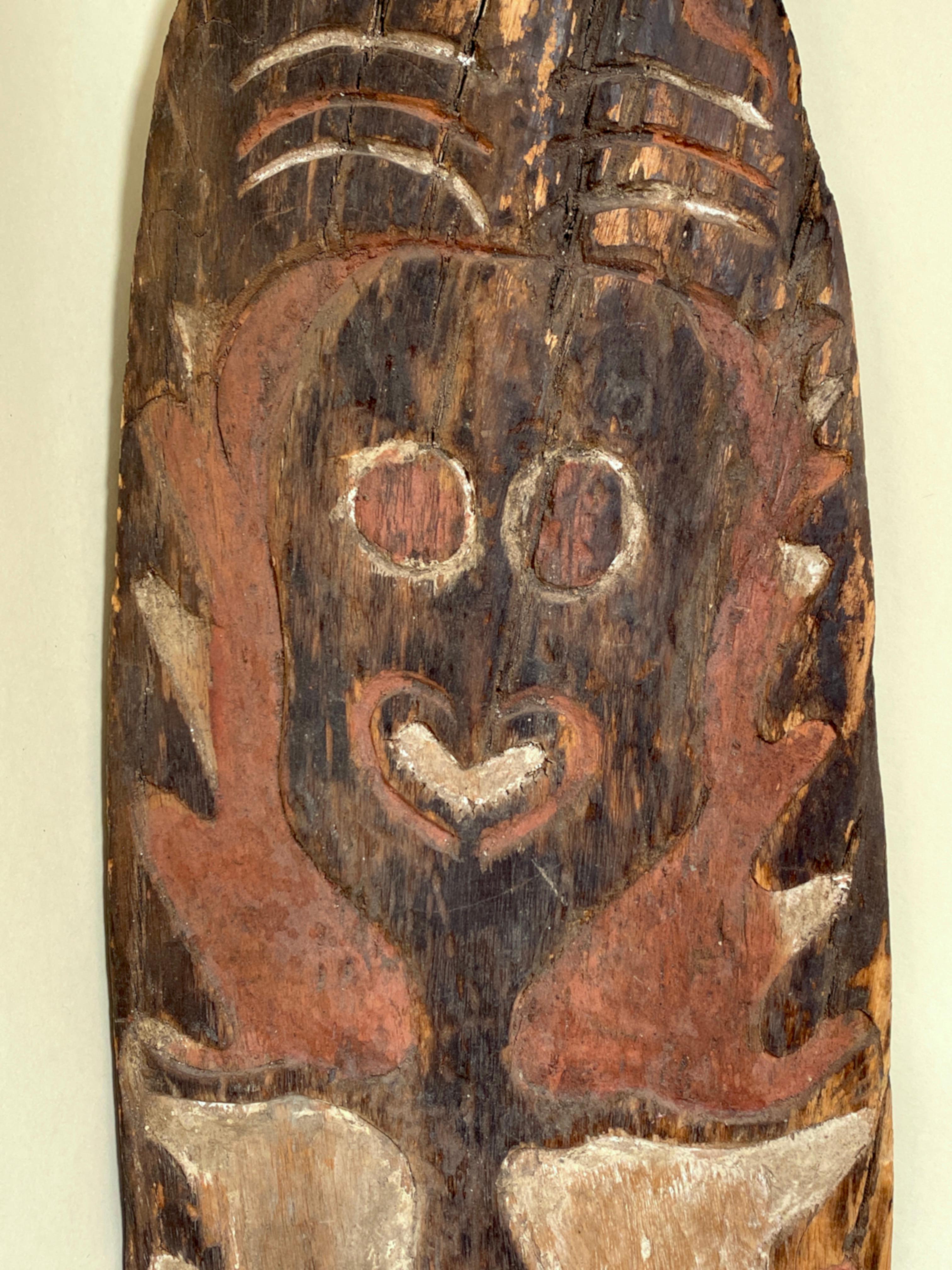 Papuan Gulf ancestor spirit board, called Gope, early 20th century. Wood with natural pigments and charcoal. An intriguing spirit carving, with good provenance. 1963 is a relatively early date for Papuan art to enter an American