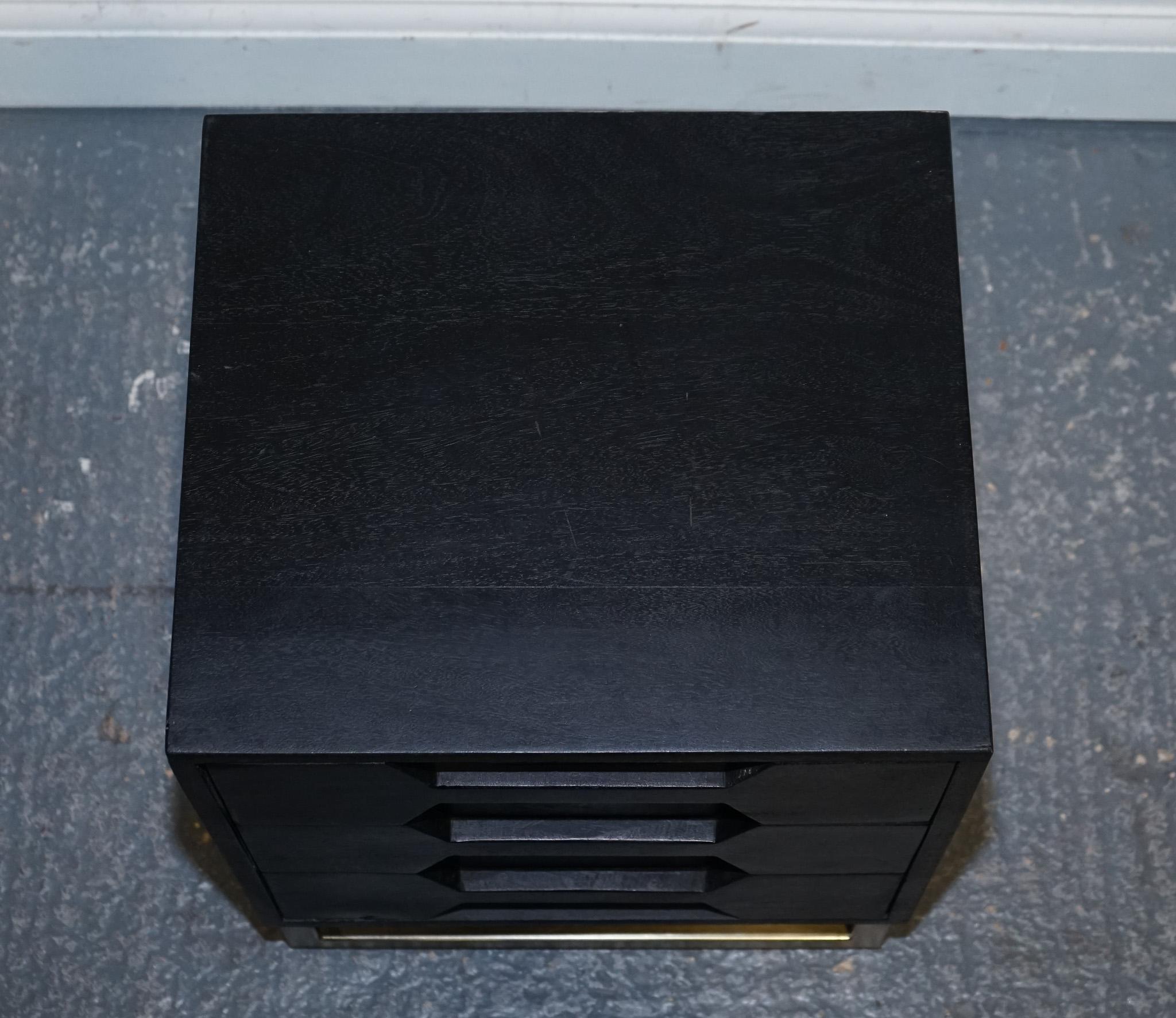 British EX SHOWROOM ATKING AND THYME HEX BLACK AND GOLD BEDSiDE TABLE For Sale