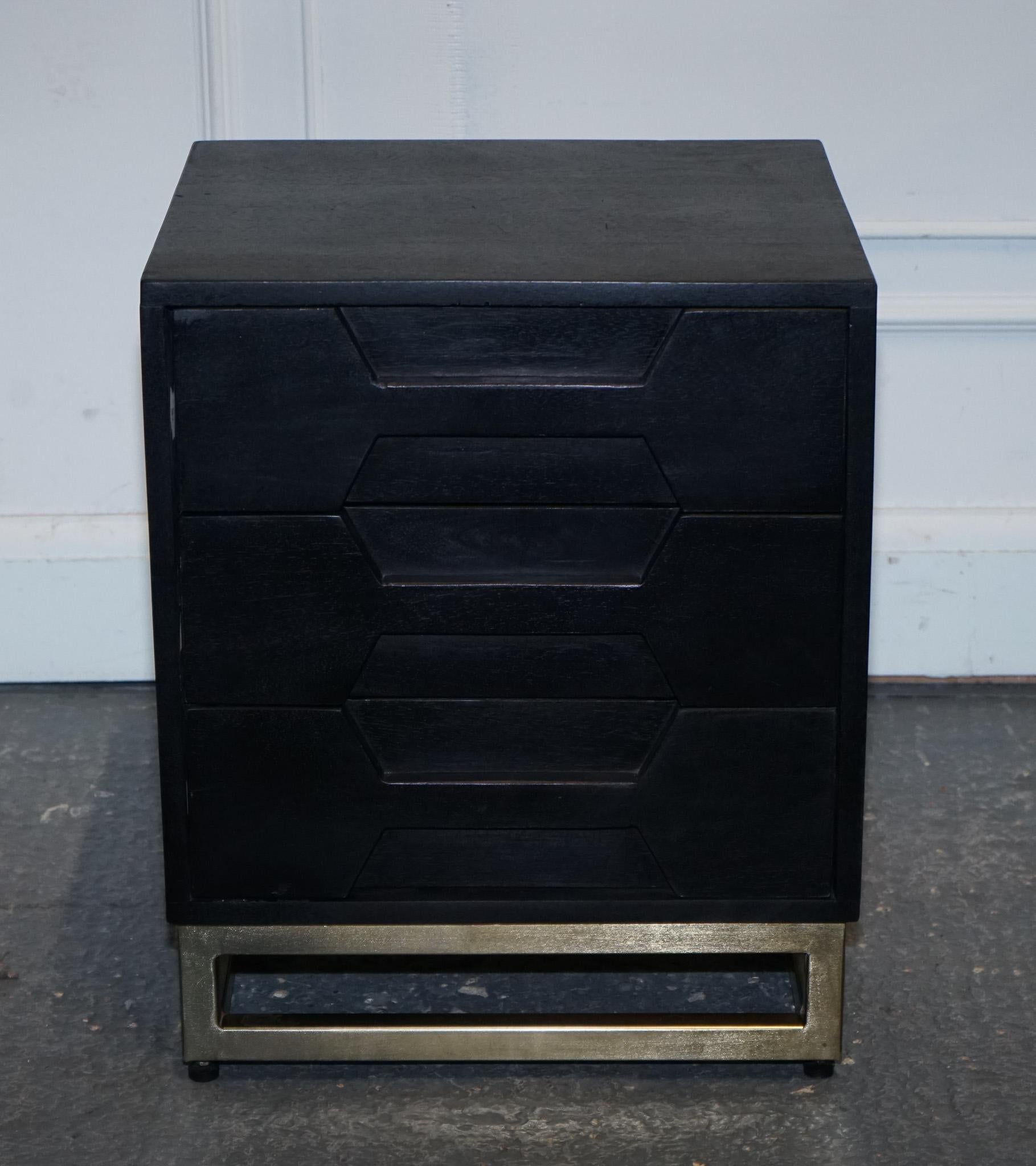 20th Century EX SHOWROOM ATKING AND THYME HEX BLACK AND GOLD BEDSiDE TABLE For Sale