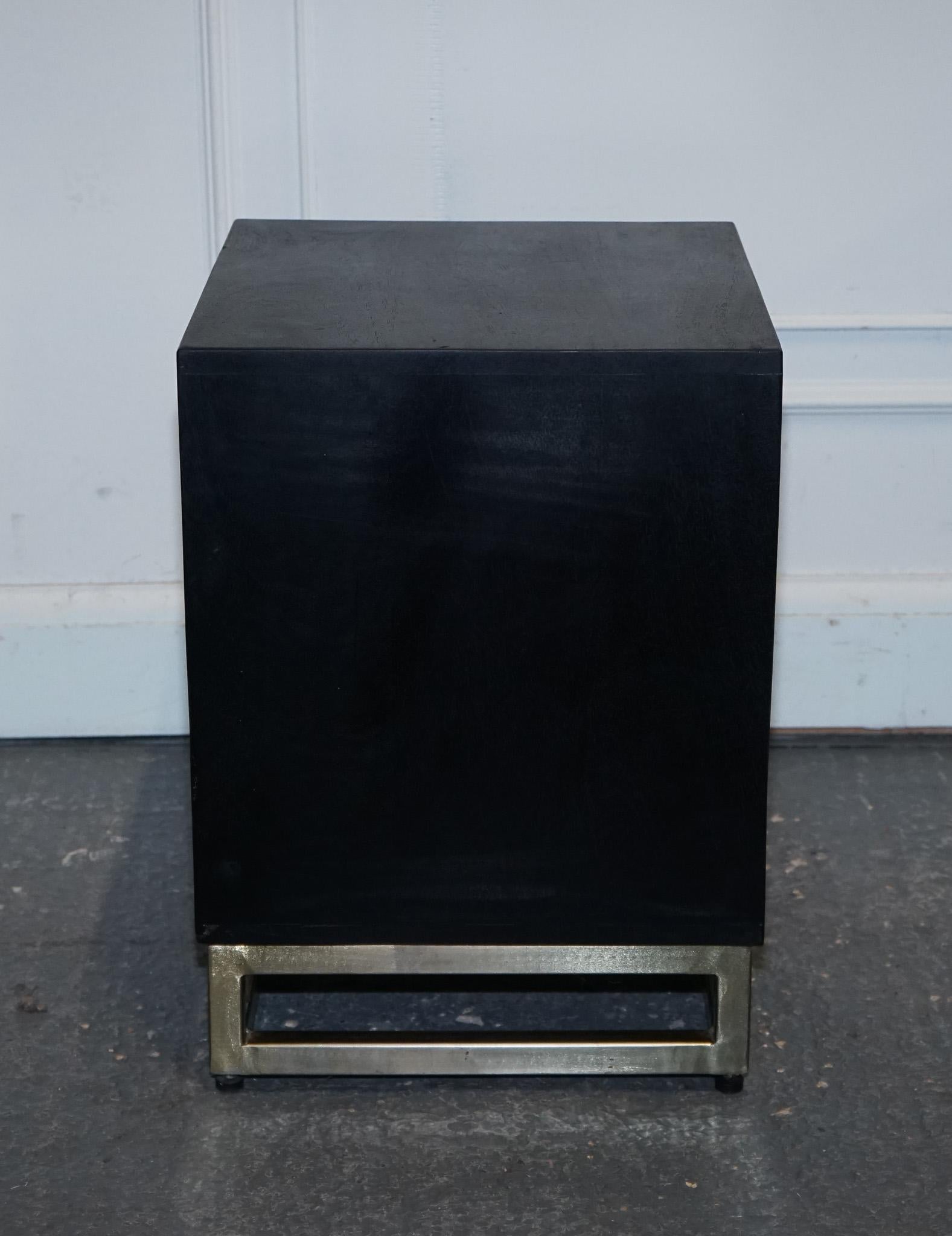 Hardwood EX SHOWROOM ATKING AND THYME HEX BLACK AND GOLD BEDSiDE TABLE For Sale