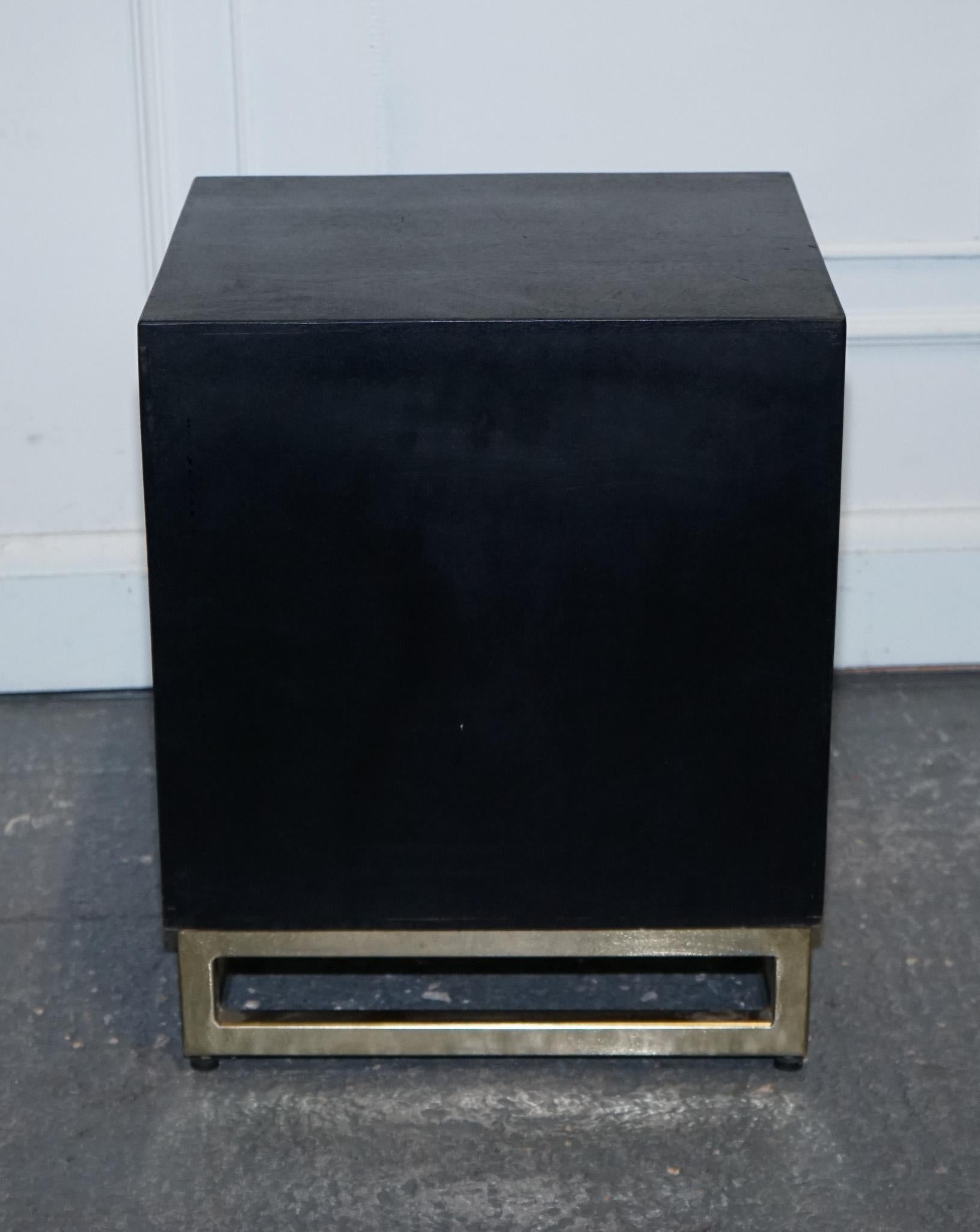 EX SHOWROOM ATKING AND THYME HEX BLACK AND GOLD BEDSiDE TABLE For Sale 1