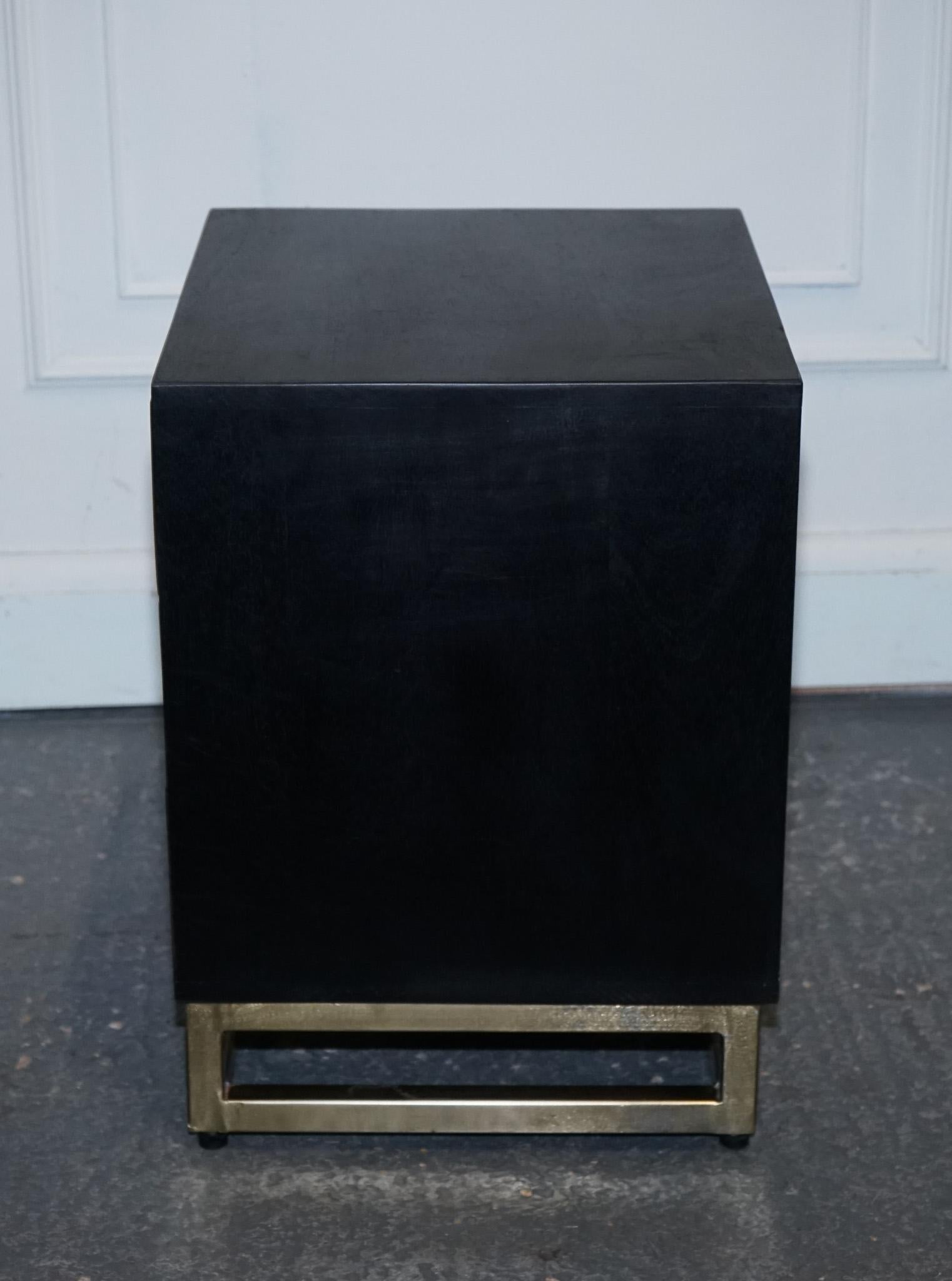 EX SHOWROOM ATKING AND THYME HEX BLACK AND GOLD BEDSiDE TABLE For Sale 2