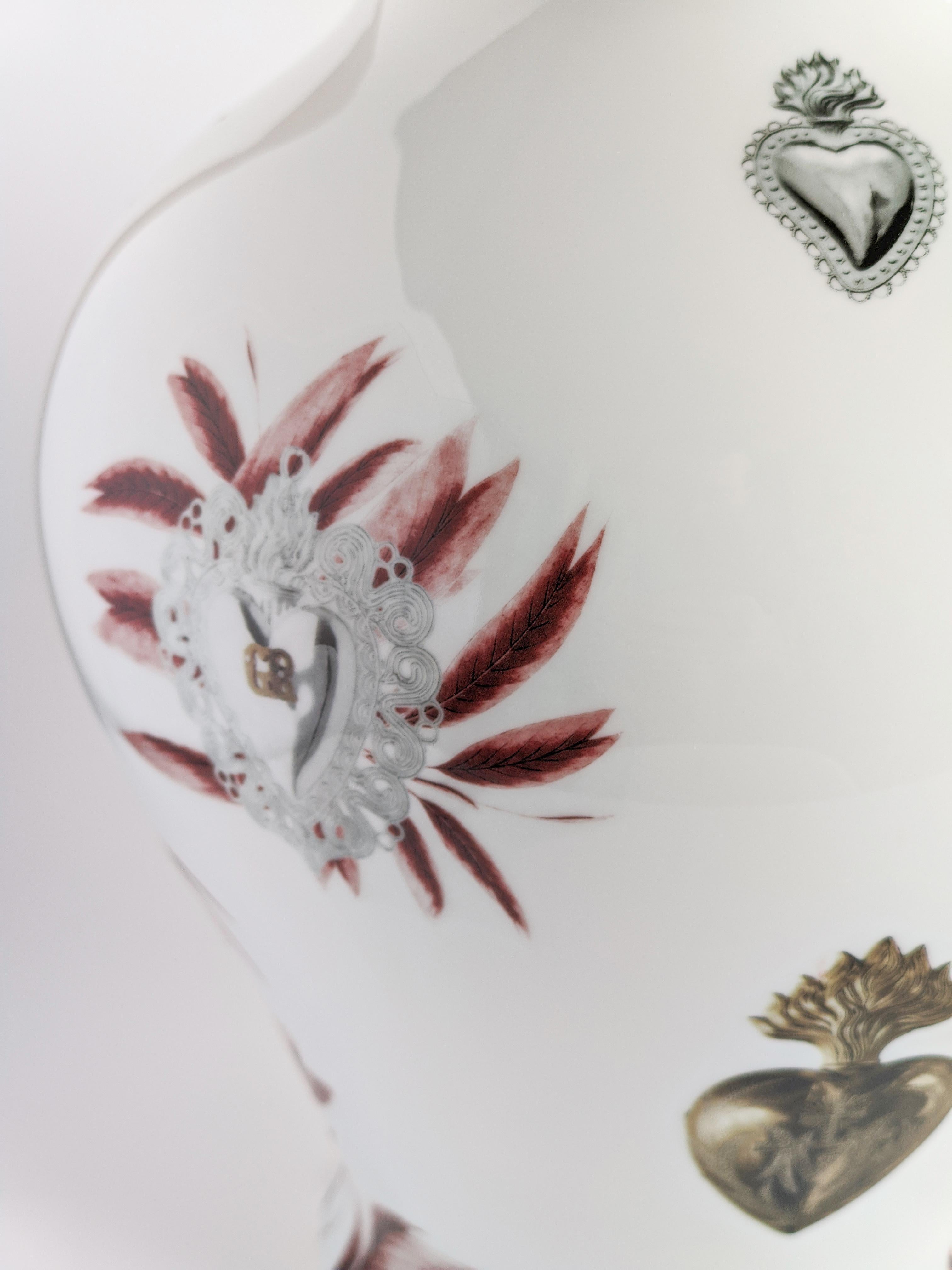 Ex Voto, Contemporary Porcelain Vase with Decorative Design by Vito Nesta In New Condition For Sale In Milano, Lombardia