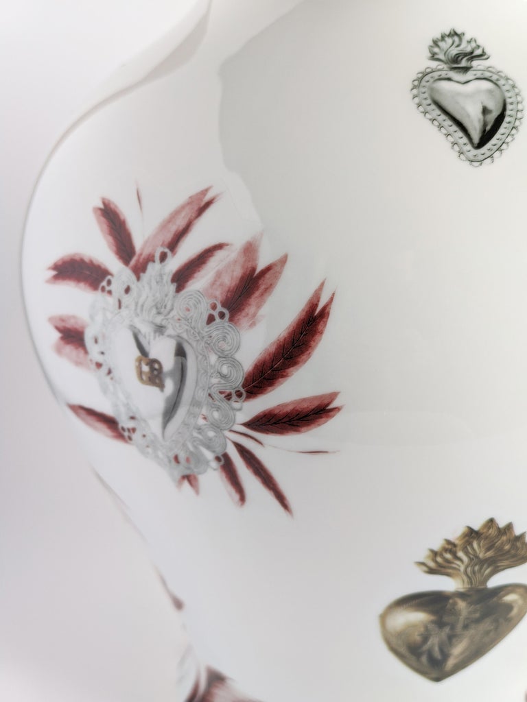Ex Voto, Contemporary Porcelain Vase with Decorative Design by Vito Nesta In New Condition For Sale In Milan, IT