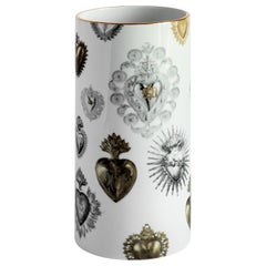 Ex Voto, Contemporary Porcelain Vase with Decorative Design by Vito Nesta