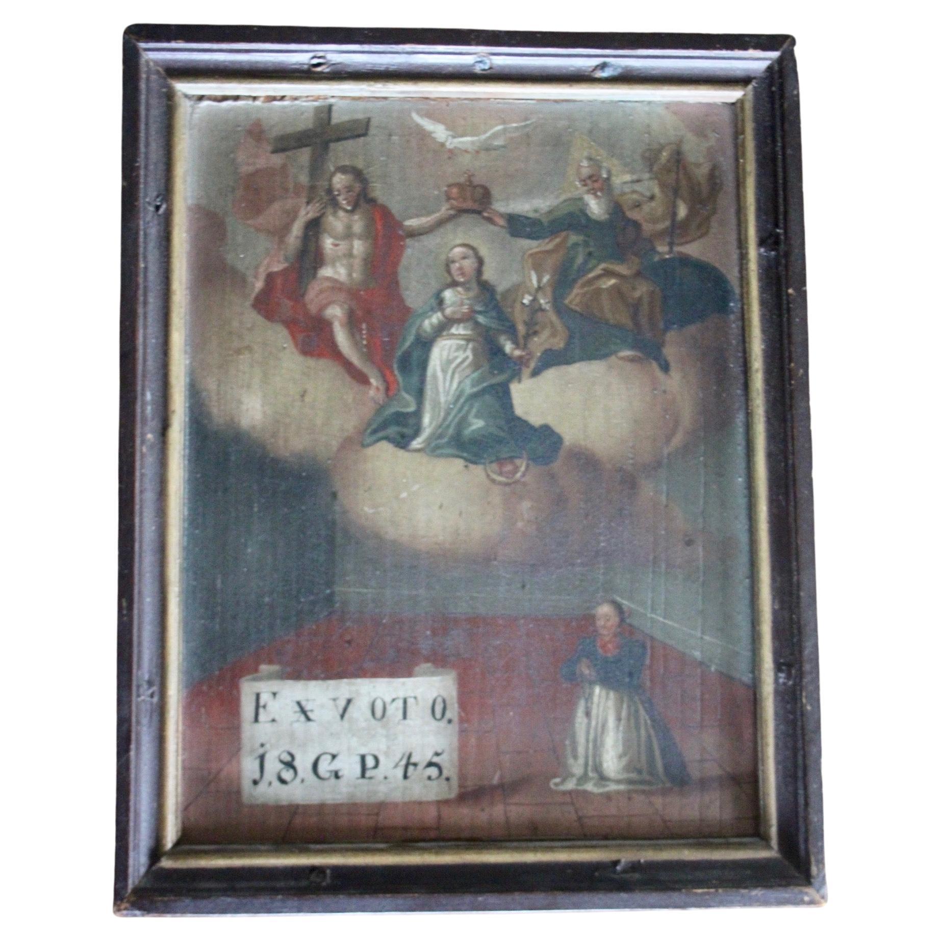 Ex voto painting dated 1845 For Sale