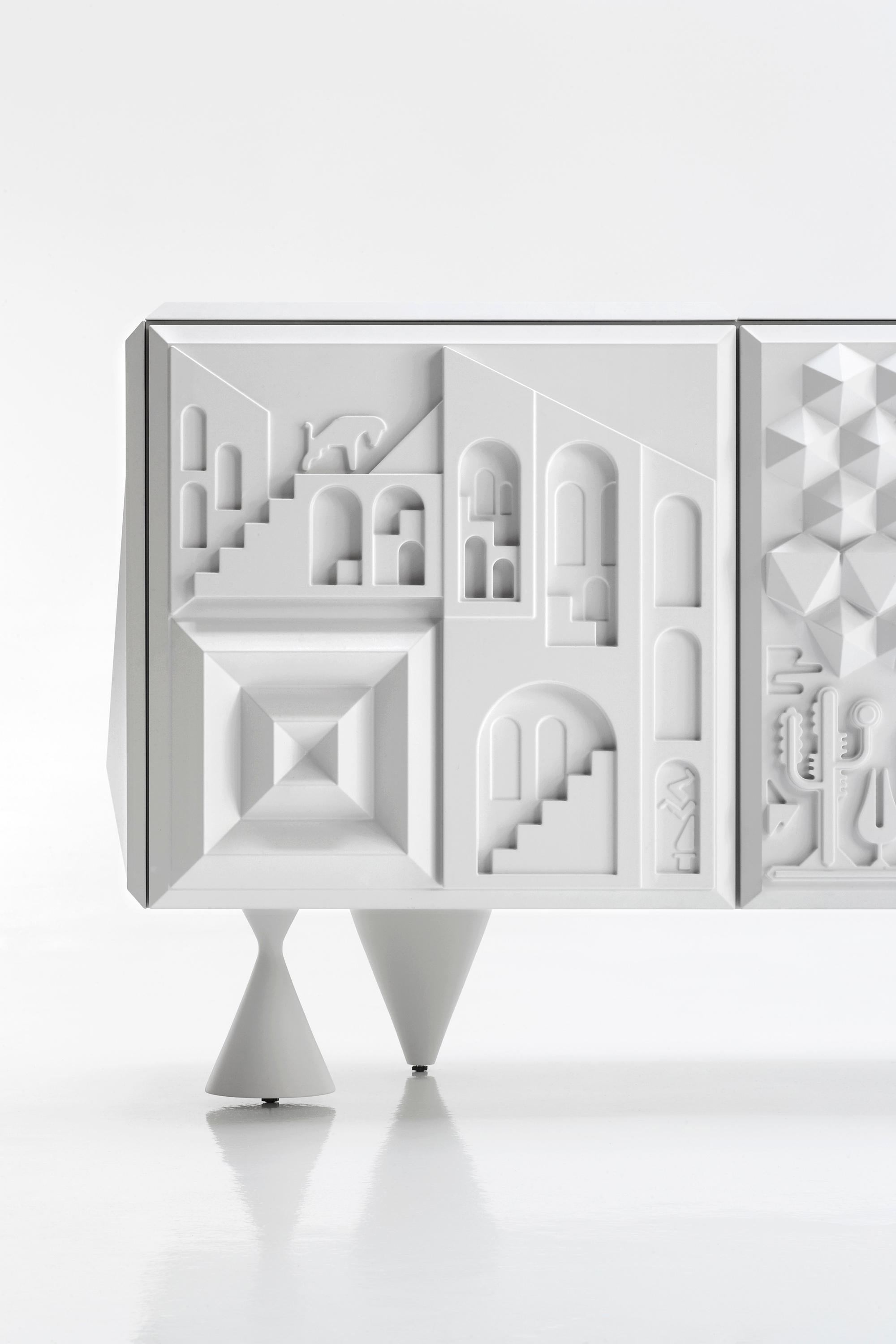 XXIe siècle et contemporain Armoire à boissons modulaire contemporaine laquée blanche, modèle Tout Va Bien en vente