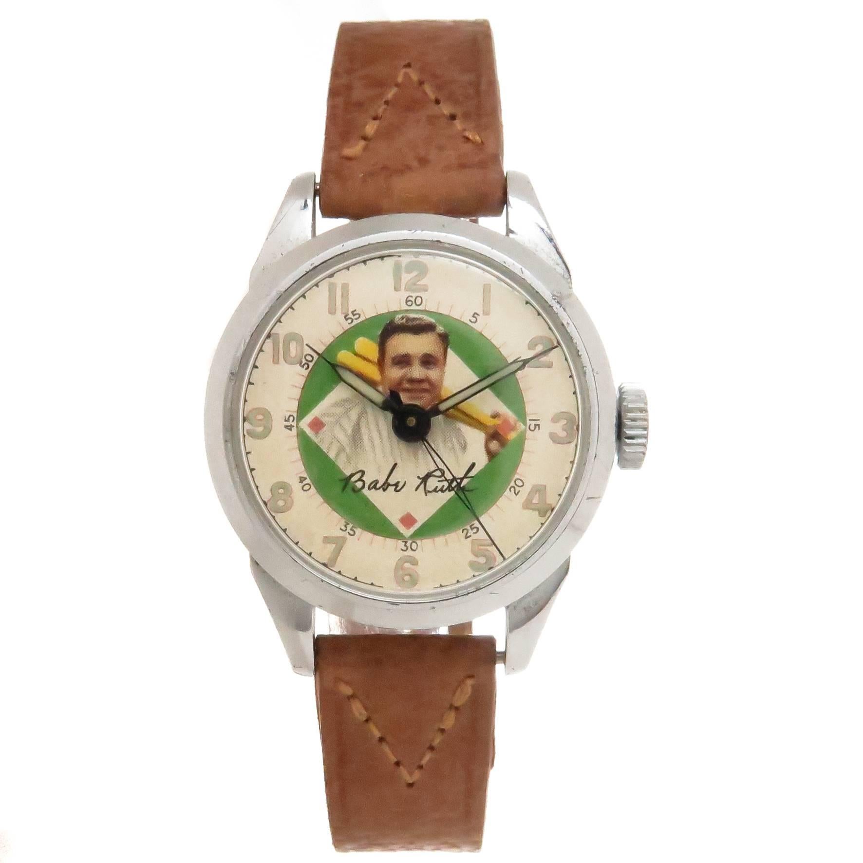 Exacta Time Corp Stainless Steel Babe Ruth Mechanical Wristwatch, circa 1948 