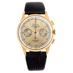Vintage Exactus Chronograph 18k Yellow Gold Manual Wristwatch
