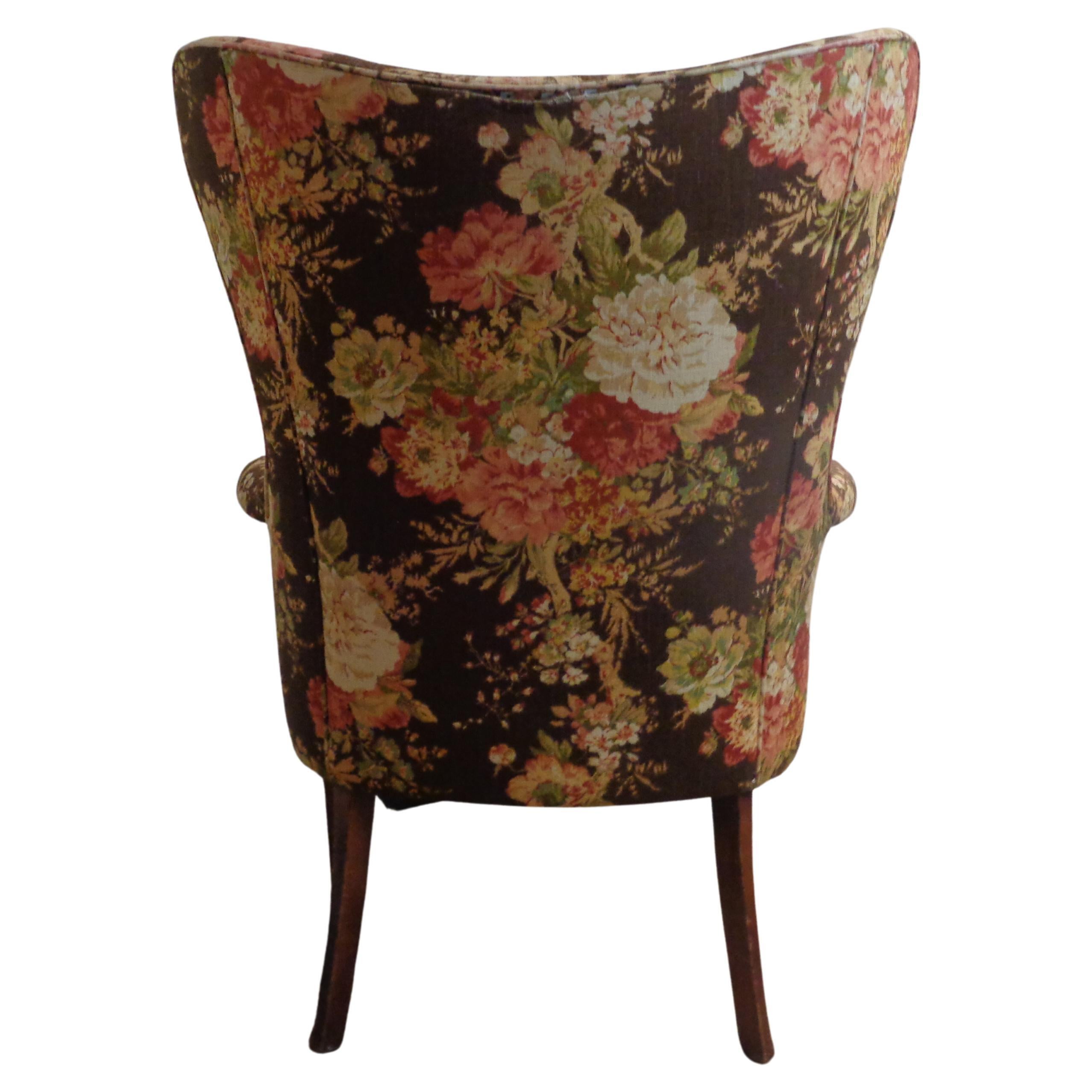 Mid-20th Century  Exaggerated Butterfly Back Wing Chair, Circa 1940 For Sale