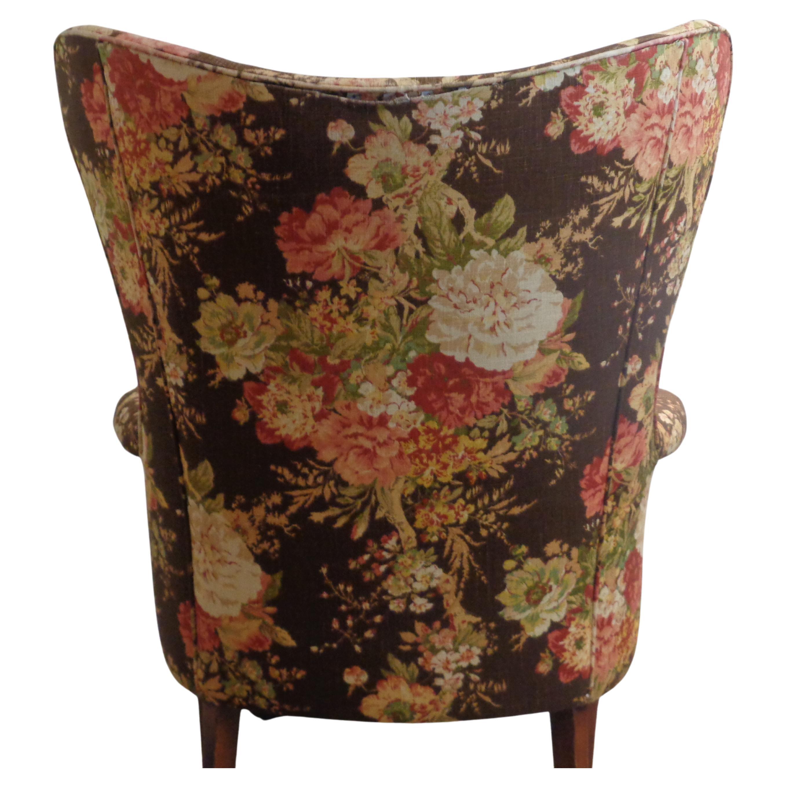 Brass  Exaggerated Butterfly Back Wing Chair, Circa 1940 For Sale