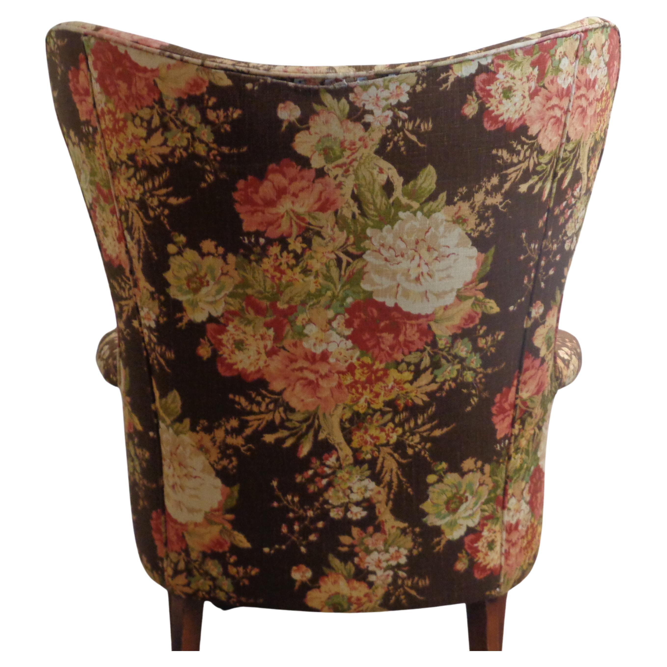 Mid-20th Century Exaggerated Butterfly Back Wing Chair, Circa 1940