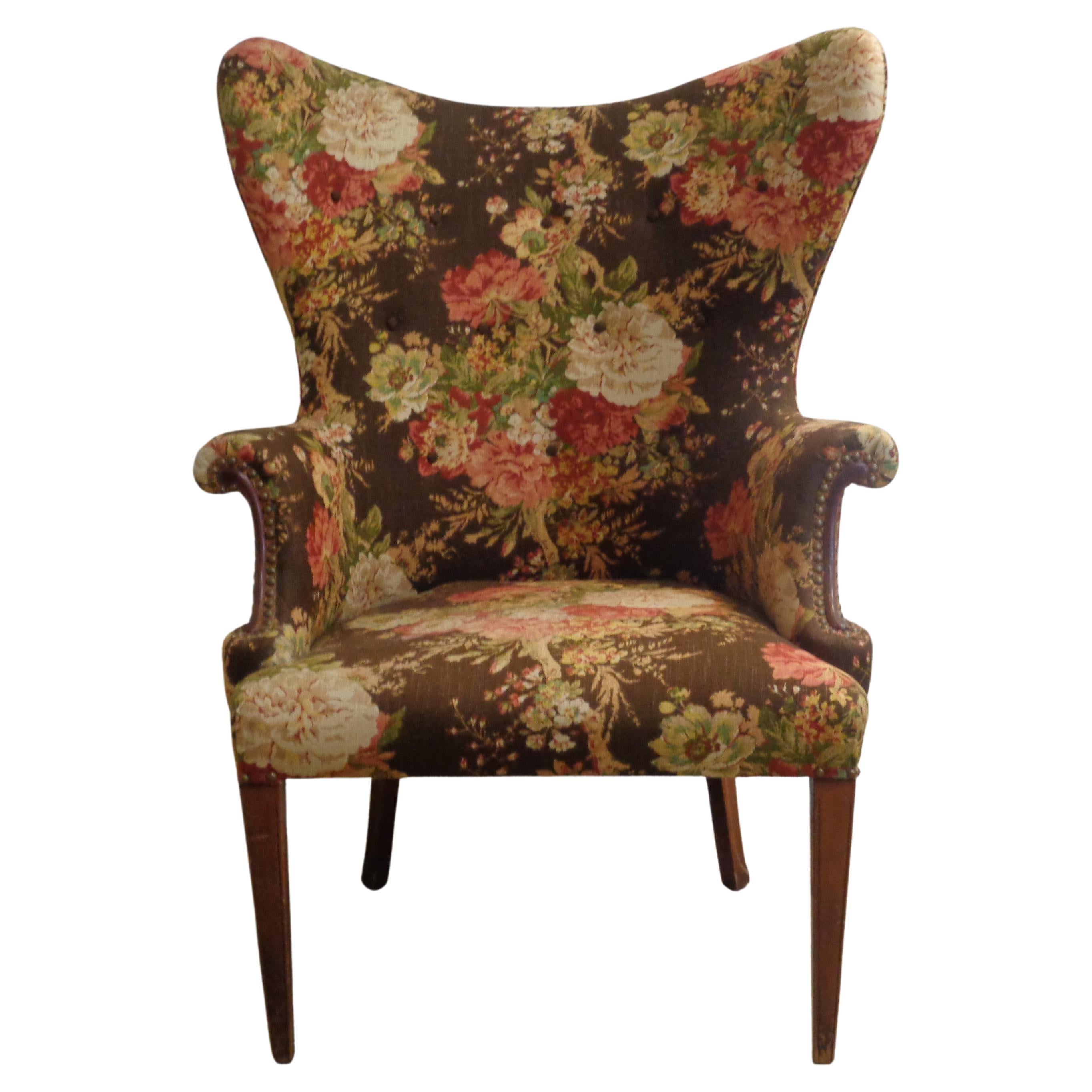  Exaggerated Butterfly Back Wing Chair, Circa 1940 For Sale