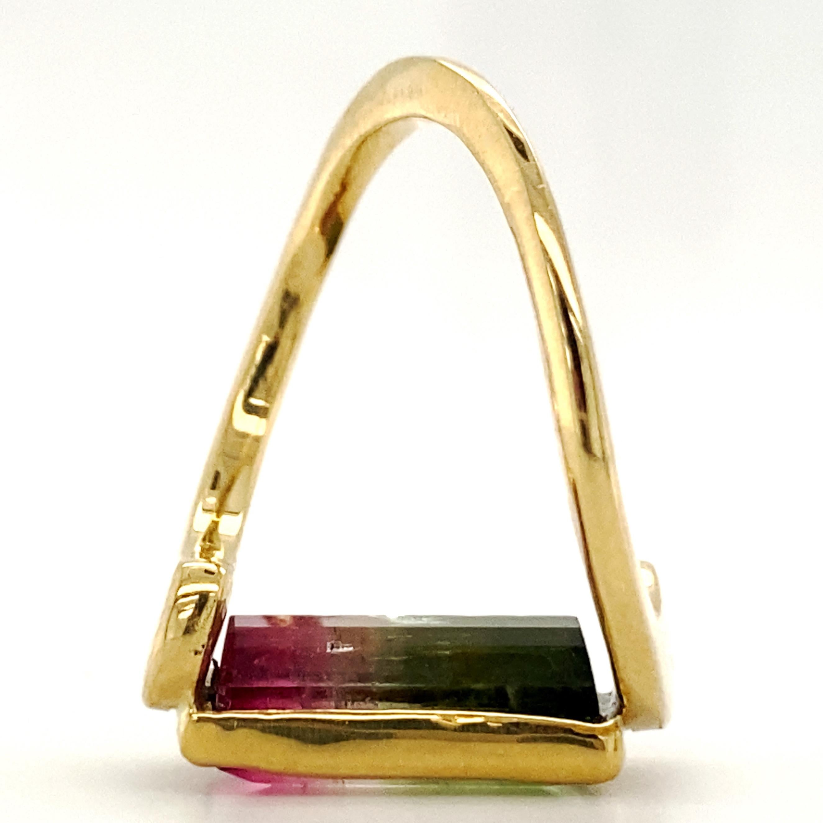 Exaggerated Bypass Ring with 4.75ct Watermelon Tourmaline in 18 Karat Gold 2