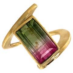 Exaggerated Bypass Ring with 4.75ct Watermelon Tourmaline in 18 Karat Gold
