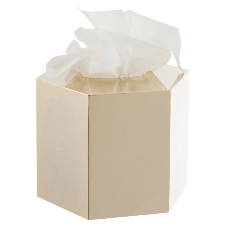 Exagonal Brass Kleenex Box For Sale at 1stDibs