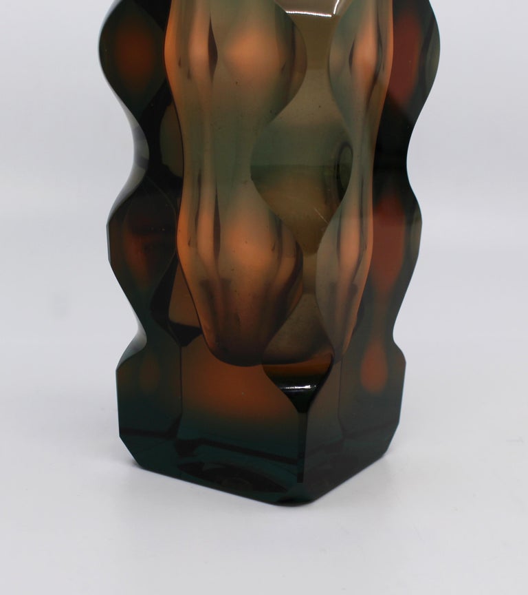 Exbor Egermann Glass Optic Vase Czech, circa 1967 at 1stDibs