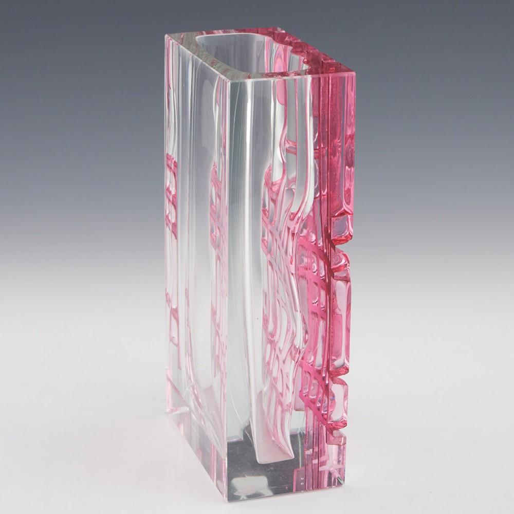 Glass Exbor Flashed, Cut and Polished Vase Designed by Ladislav Oliva, 1970s For Sale