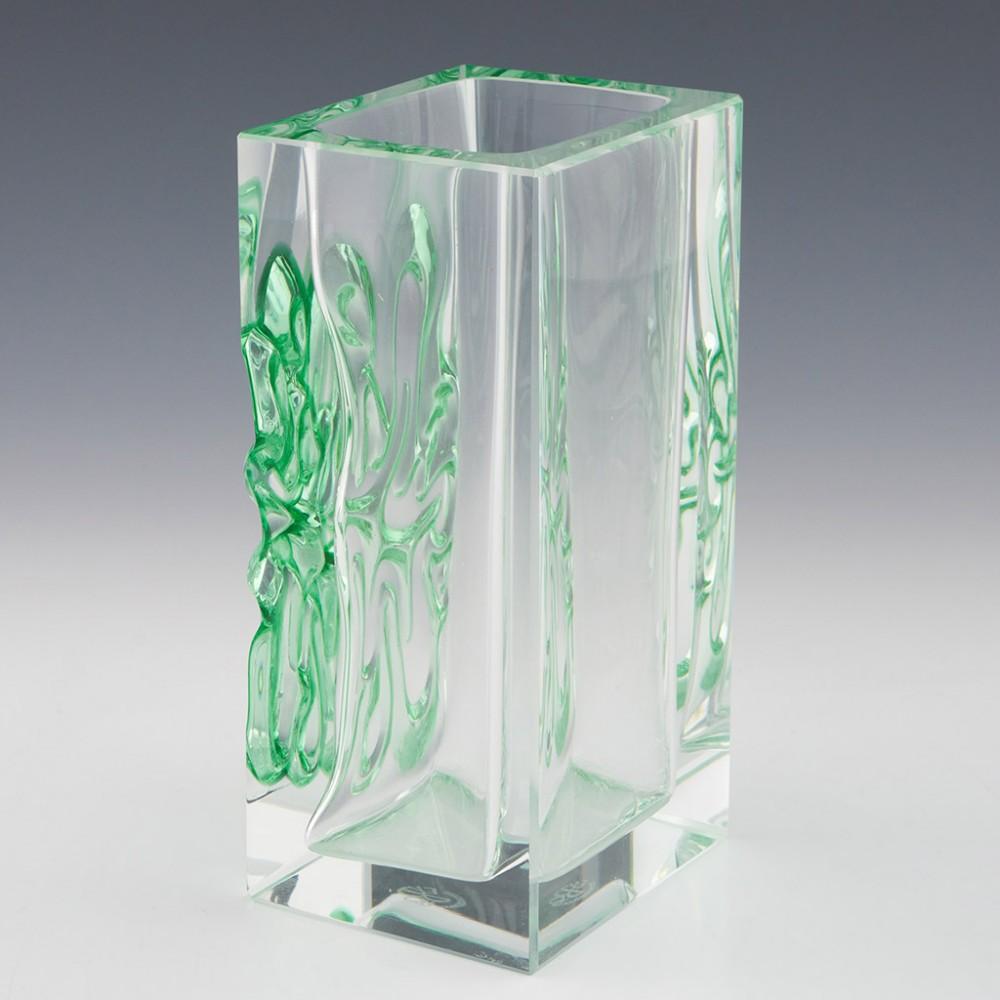 Exbor Green Amoeba Block Vase Designed by Ladislav Oliva, c1968 In Good Condition For Sale In Tunbridge Wells, GB