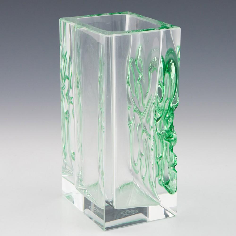 Glass Exbor Green Amoeba Block Vase Designed by Ladislav Oliva, c1968 For Sale