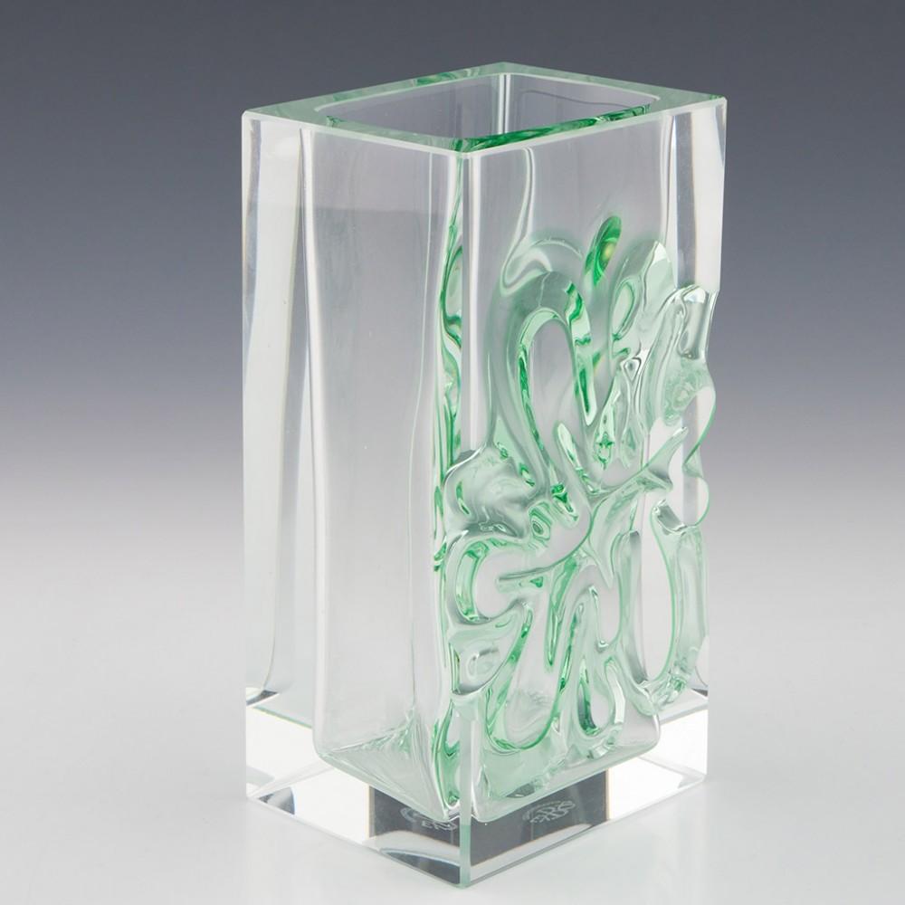 Exbor Green Amoeba Block Vase Designed by Ladislav Oliva, c1968 For Sale 1