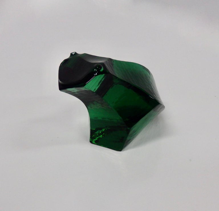 Exbor Green Glass Abstract Frog Figure For Sale At 1stdibs