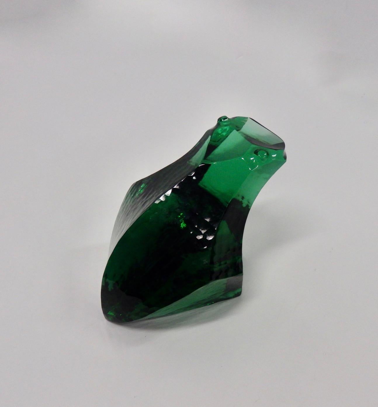Mid-Century Modern Exbor Green Glass Abstract Frog Figure