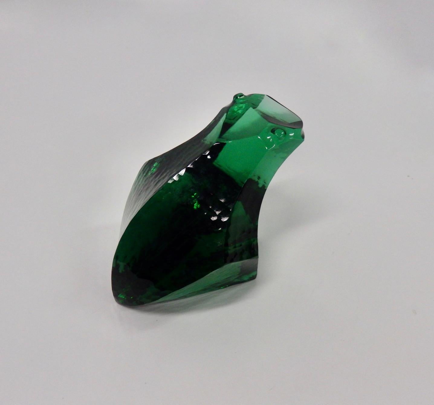 Czech Exbor Green Glass Abstract Frog Figure