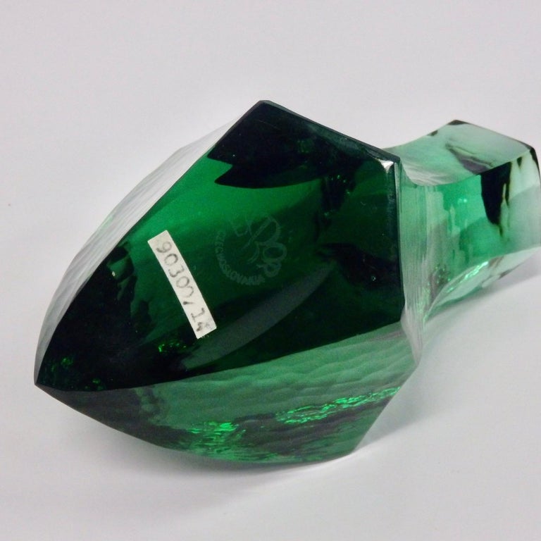 Exbor Green Glass Abstract Frog Figure For Sale At 1stdibs