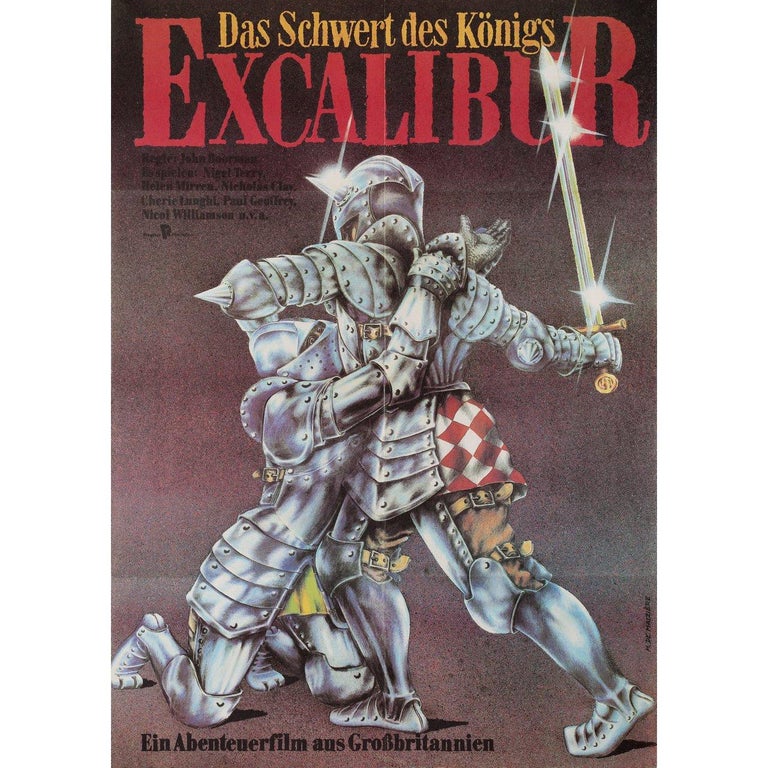 Original 1981 East German A1 poster by DeMaiziere. M. for the film Excalibur directed by John Boorman with Nigel Terry / Helen Mirren / Nicholas Clay / Cherie Lunghi. Very Good-Fine condition, folded. Many original posters were issued folded or were