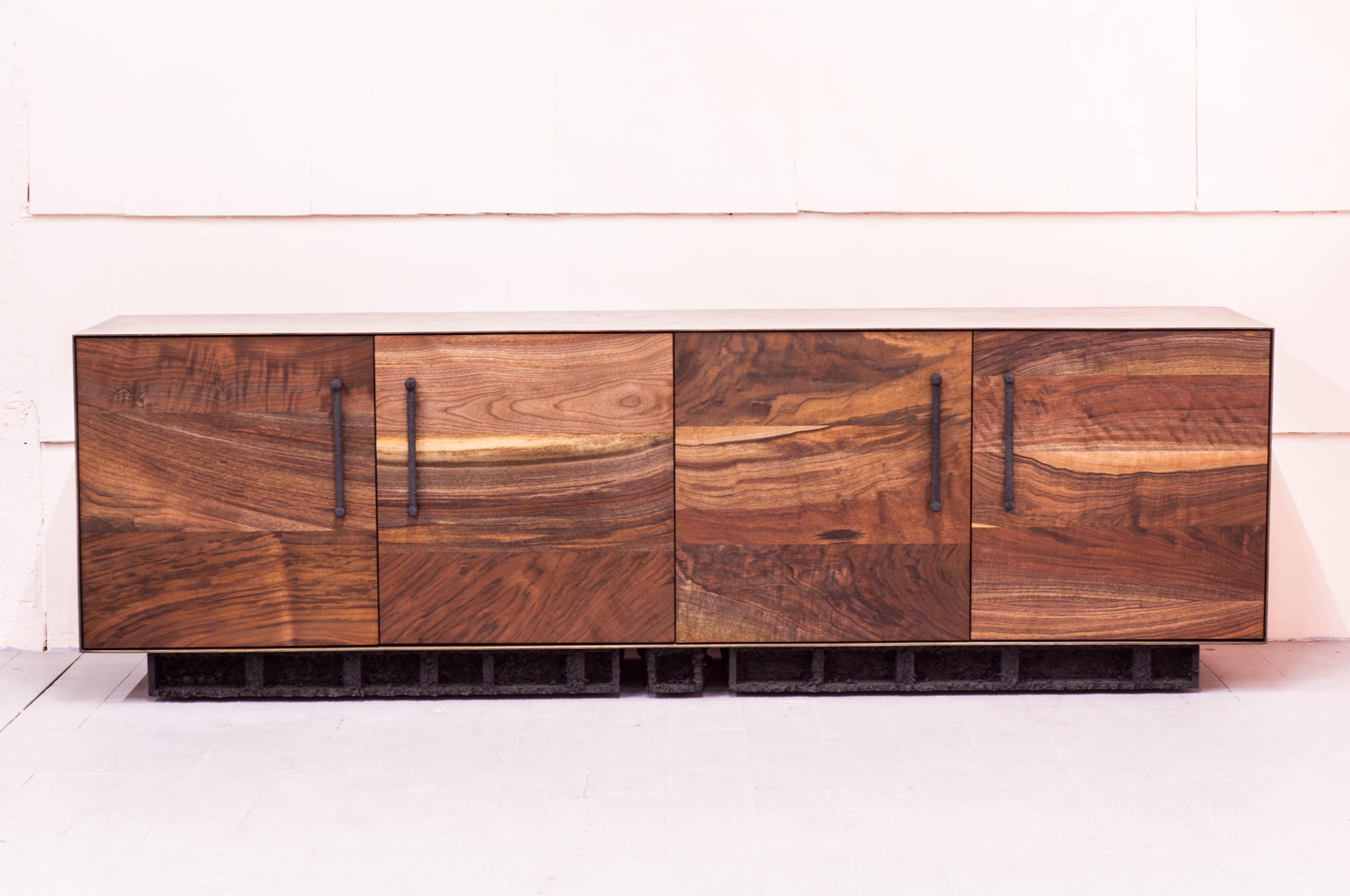 Excavated Bureau in Claro Walnut and Silver Plated Bronze and Cast Pewter 2