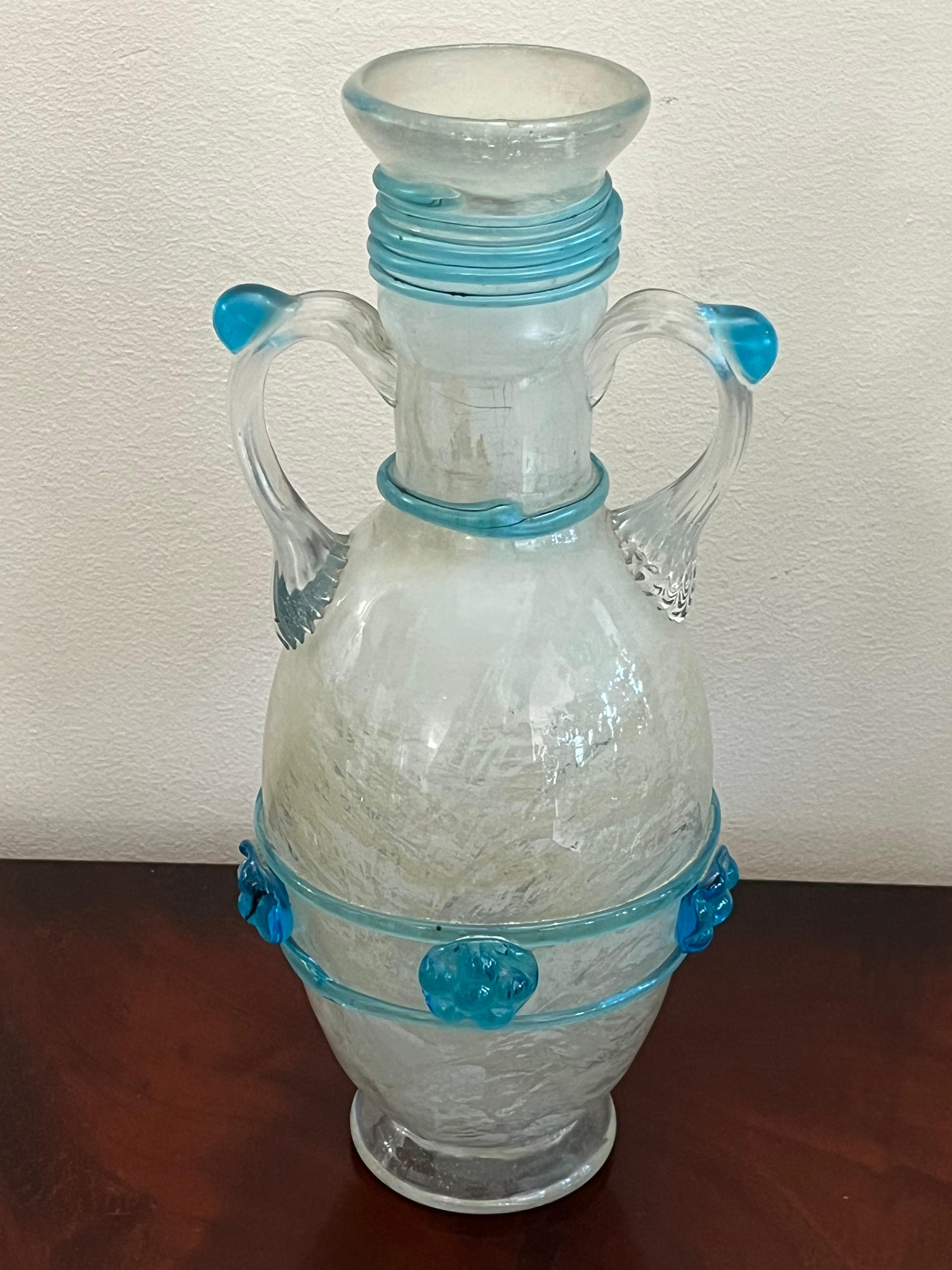Verre de Murano Vase en verre de Murano expansé, attribué à Flavio Poli pour Seguso, Italie, années 1940 en vente