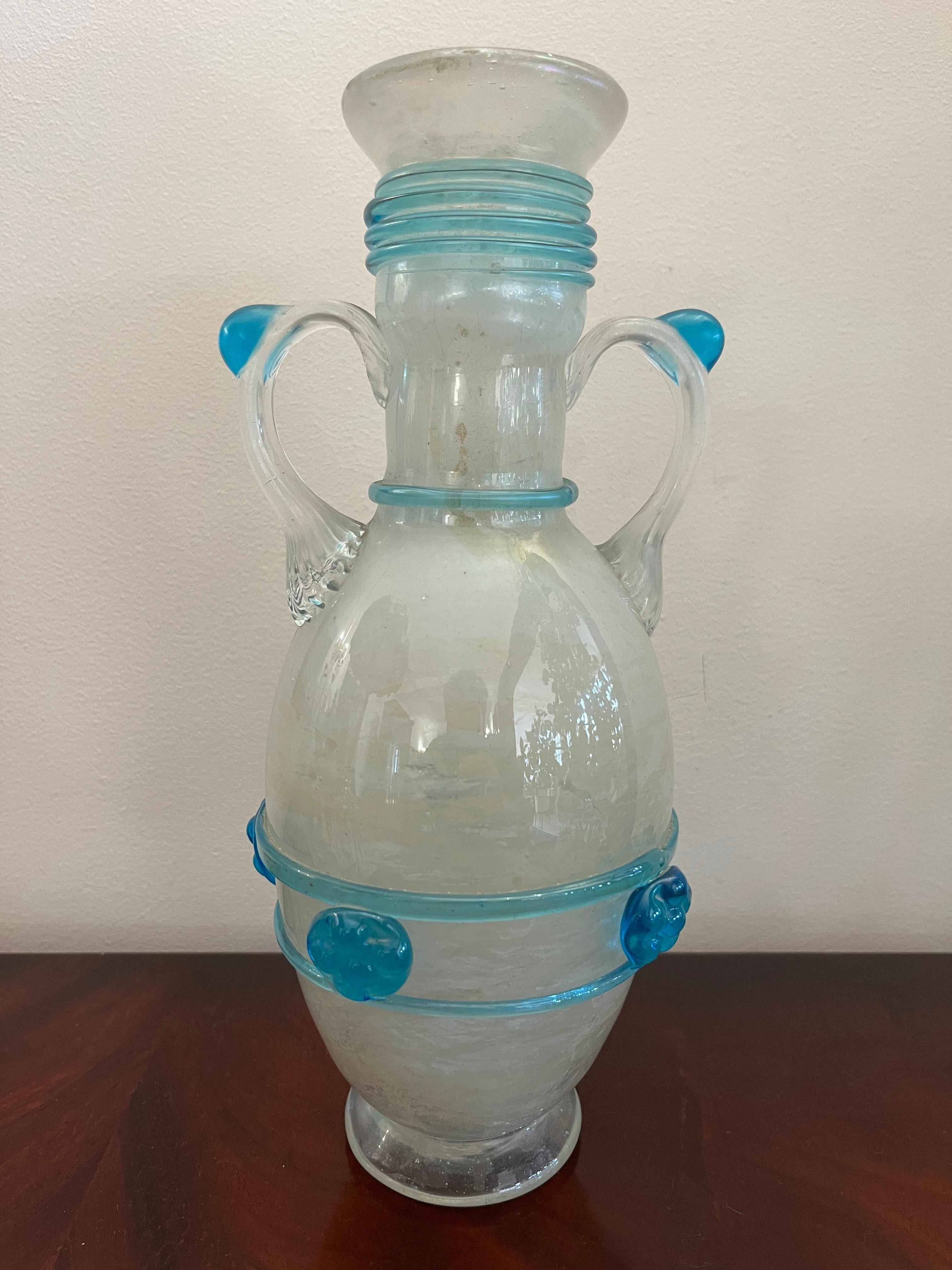 Vase en verre de Murano expansé, attribué à Flavio Poli pour Seguso, Italie, années 1940 en vente