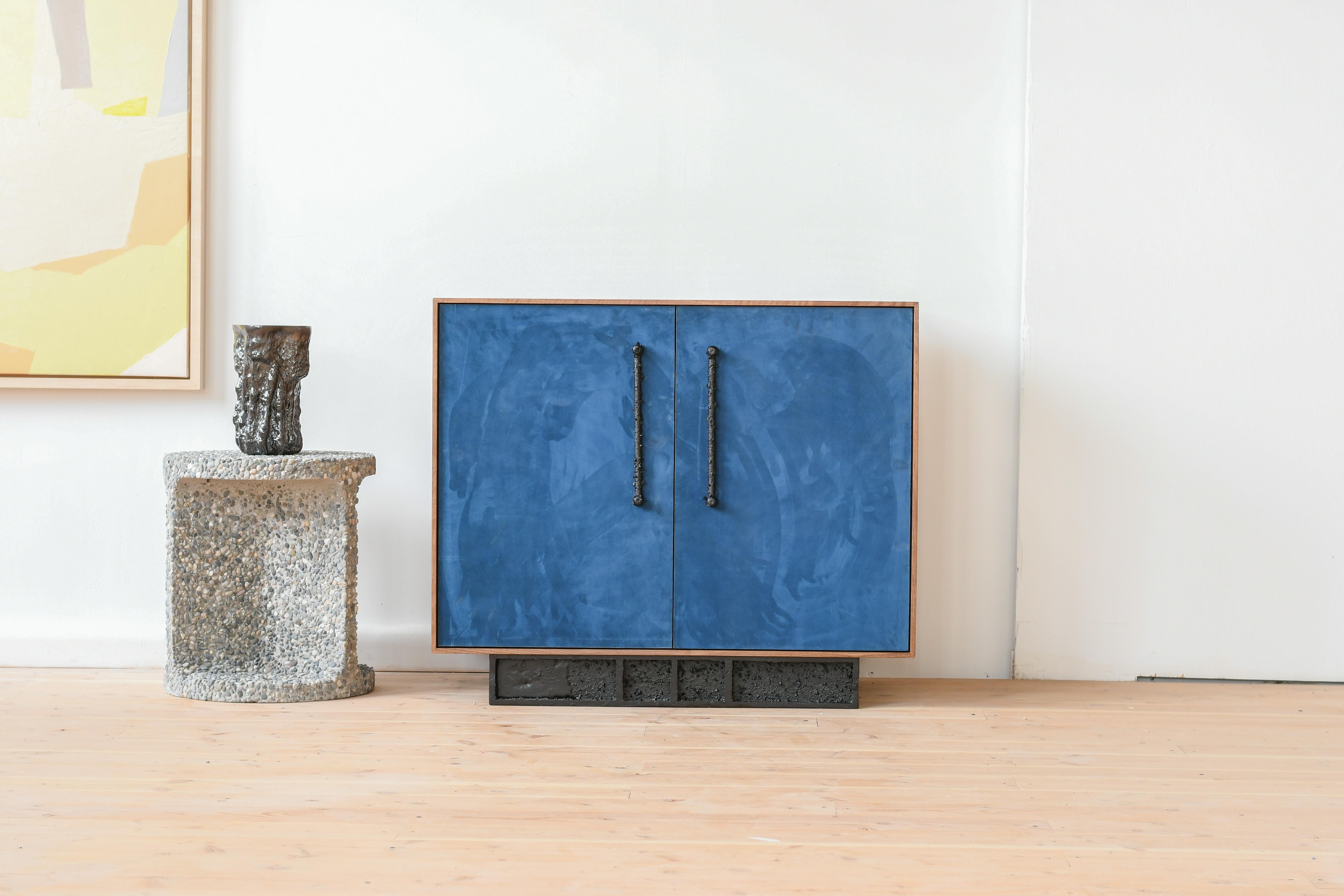 Cast Excavated Suede Cabinet by Jeff Martin Joinery For Sale