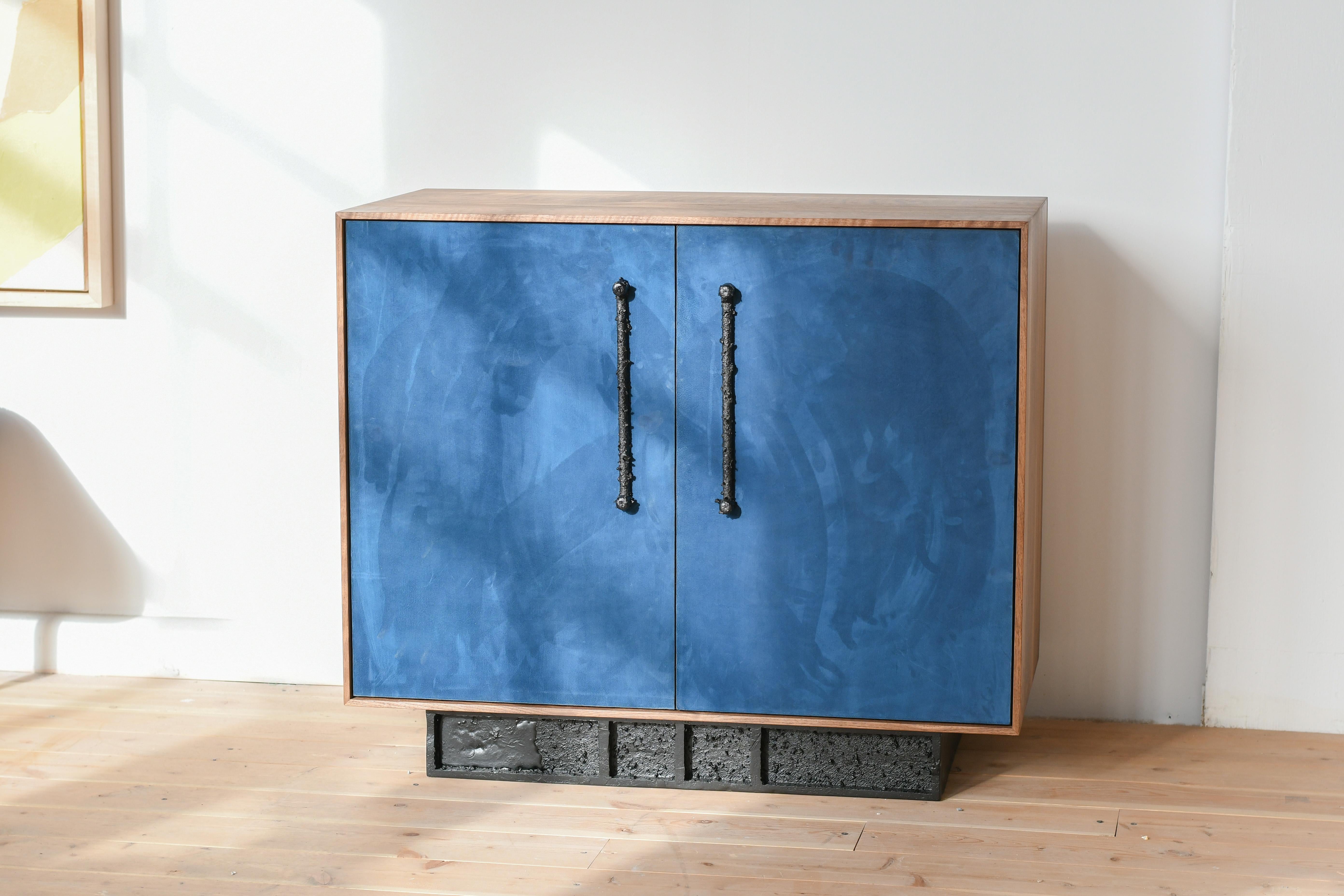 Excavated Suede Cabinet by Jeff Martin Joinery For Sale 1