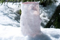 Excavated Vessel, unique edition of 1, white blown glass