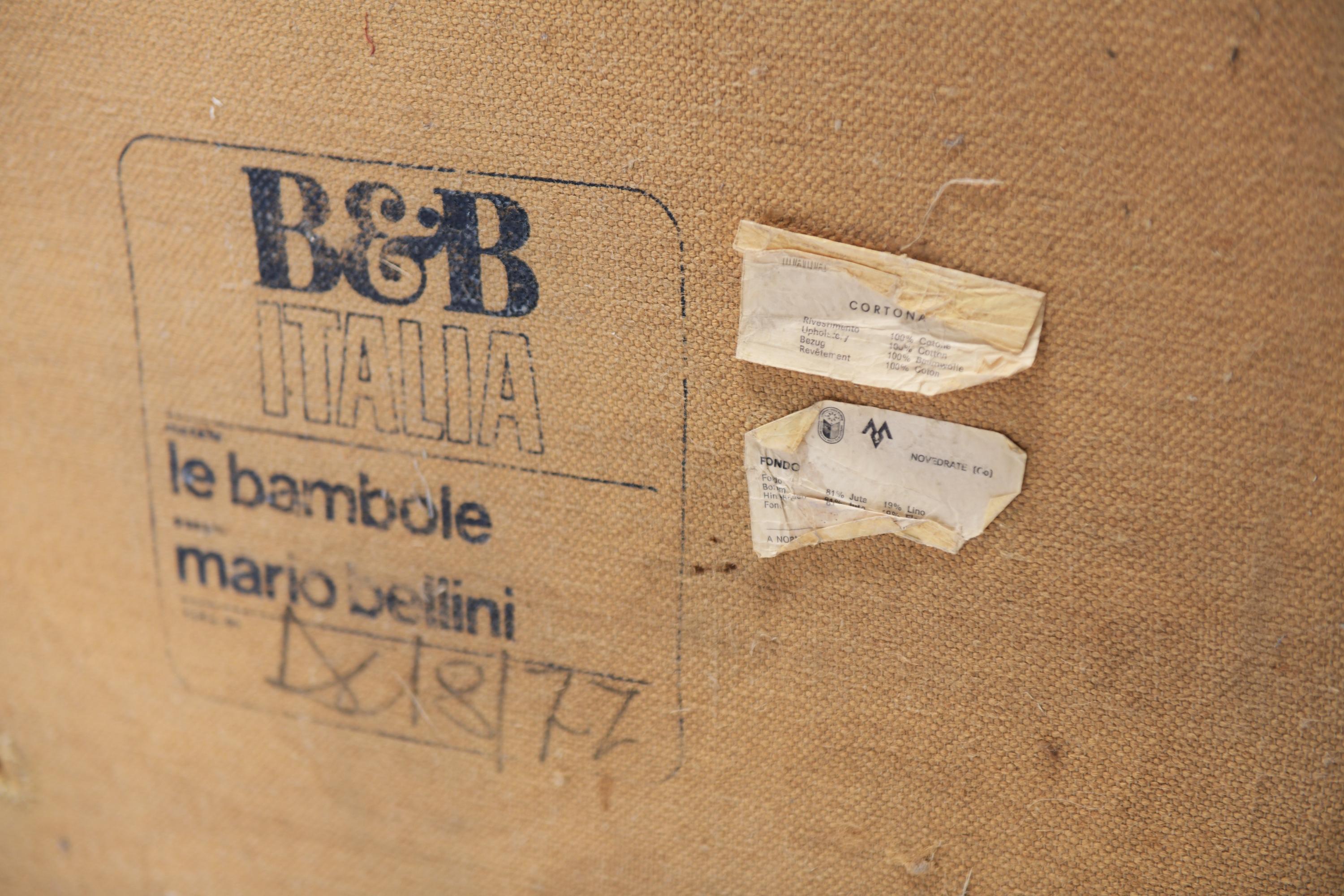 Außergewöhnliches Le Bambole-Set aus cognacfarbenem Leder von Mario Bellini von B & B Italia im Angebot 10