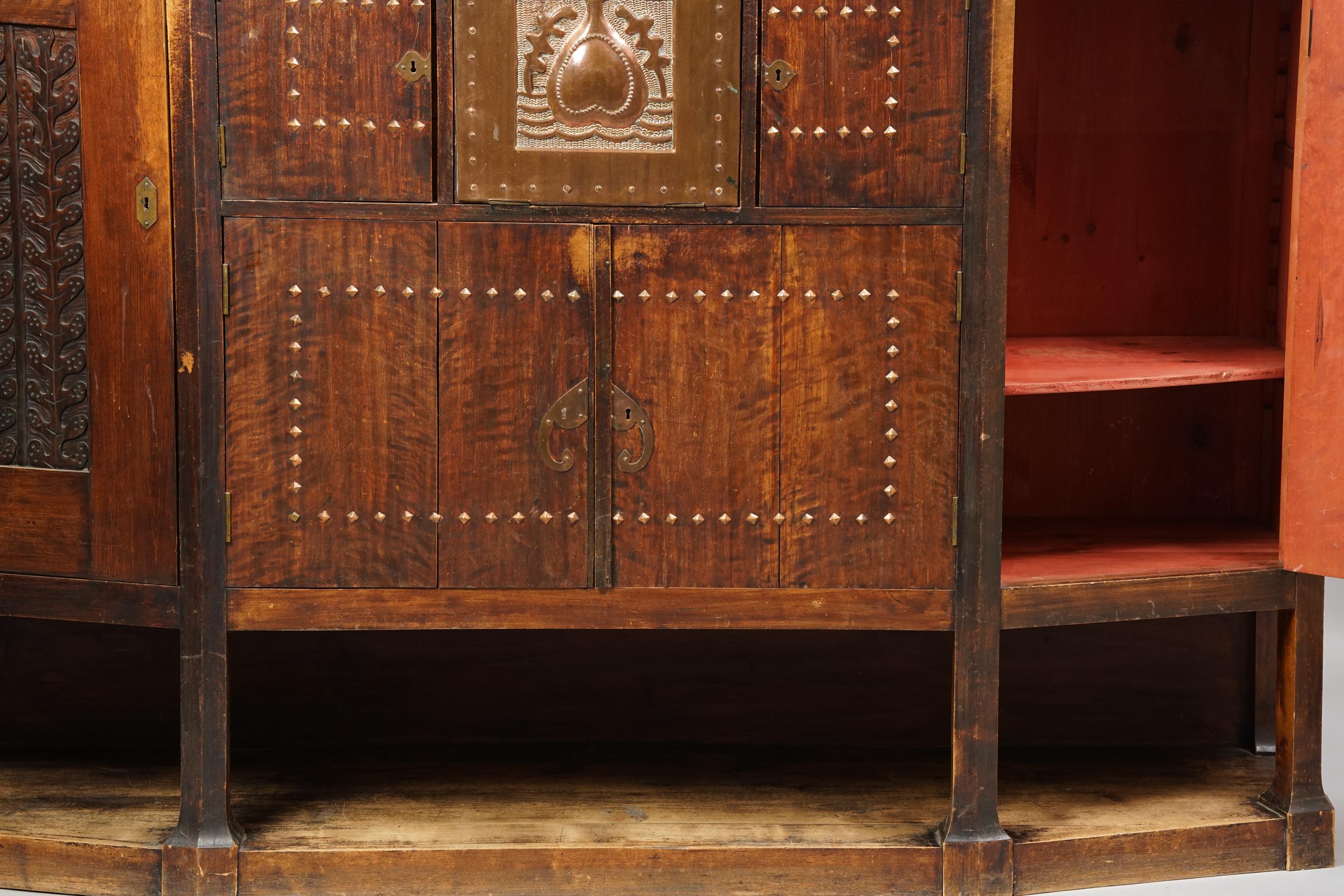Copper Exceedingly Rare Jugend Cabinet by Eliel Saarinen, Early 1900s For Sale