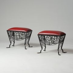 Exceedingly Rare Pair of Stools, Taidetakomo Hakkarainen, Early 20th Century
