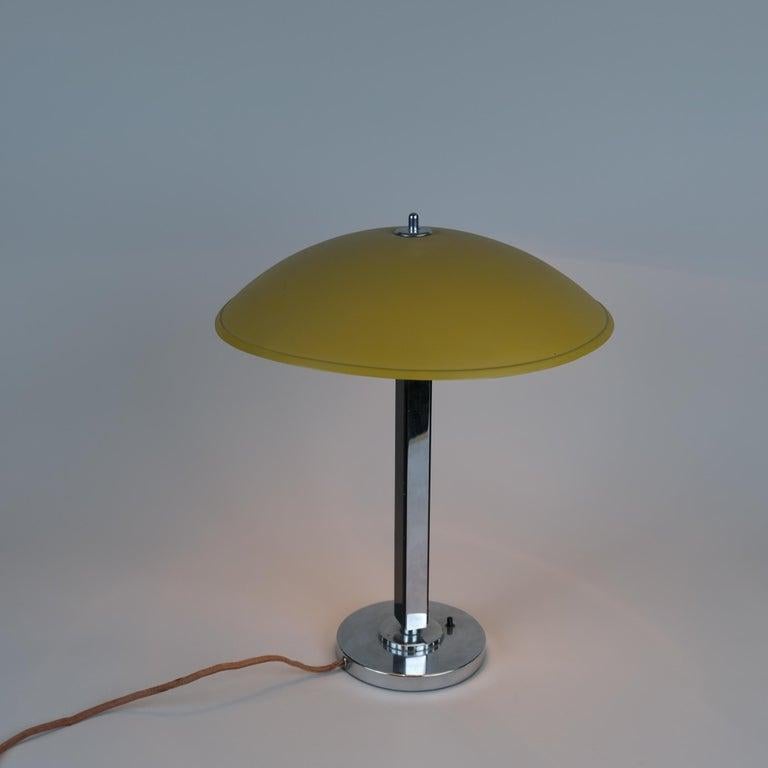 Exceedingly Rare Yellow Gunilla Jung Table Lamp Model 2004, Orno 1930s For Sale 4